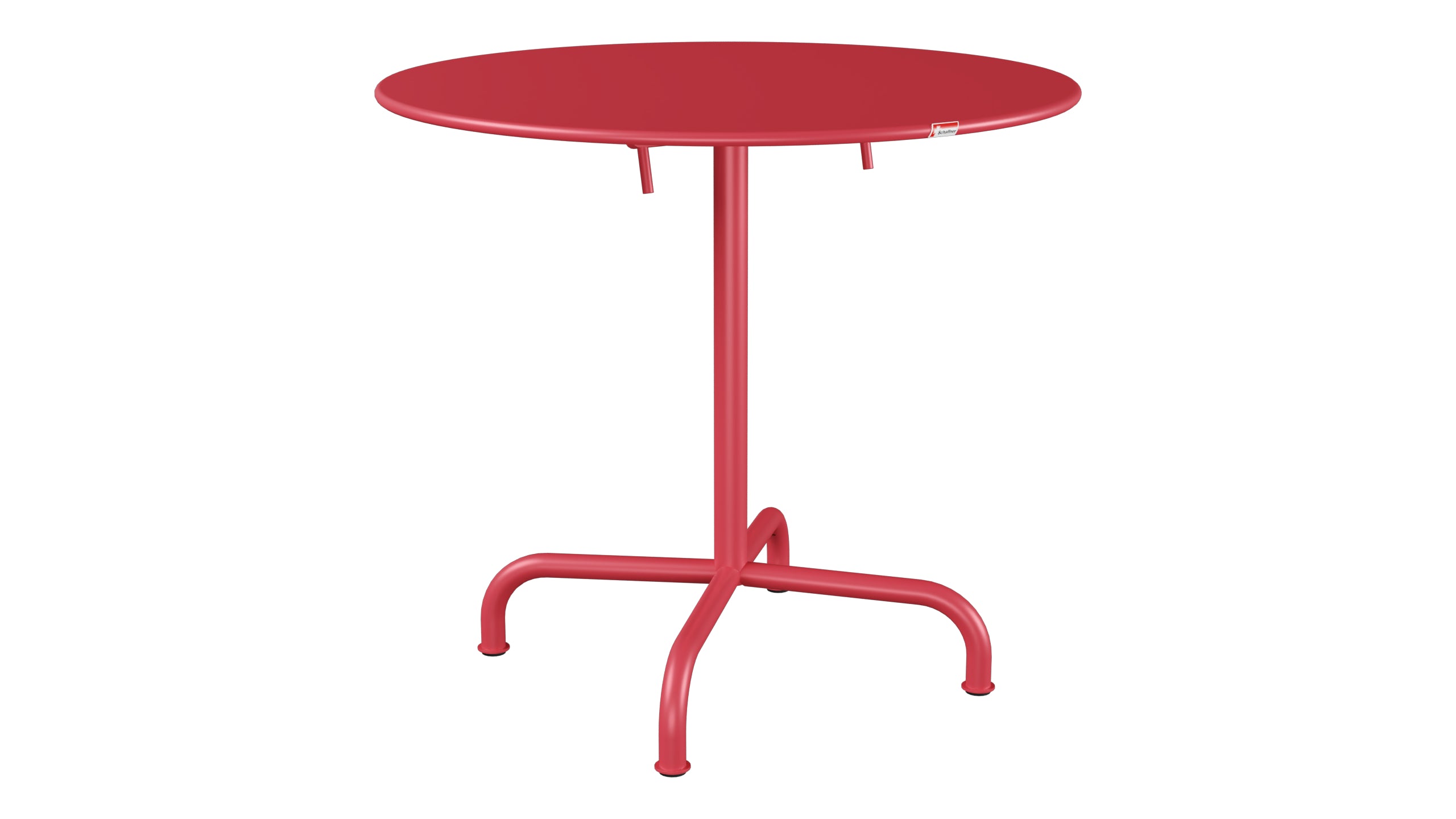 Rigi Metall-Gartentisch ø80 klappbar in Ahornrot präsentiert im Onlineshop von KAQTU Design AG. Gartentisch ist von Schaffner