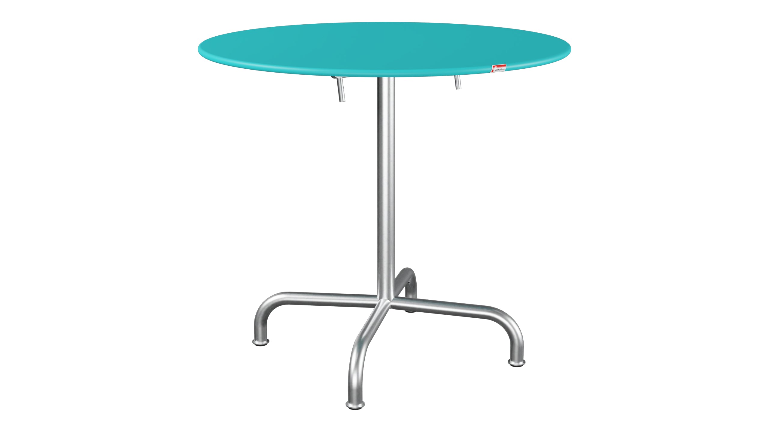 Rigi Metall-Gartentisch ø80 klappbar in Türkis präsentiert im Onlineshop von KAQTU Design AG. Gartentisch ist von Schaffner