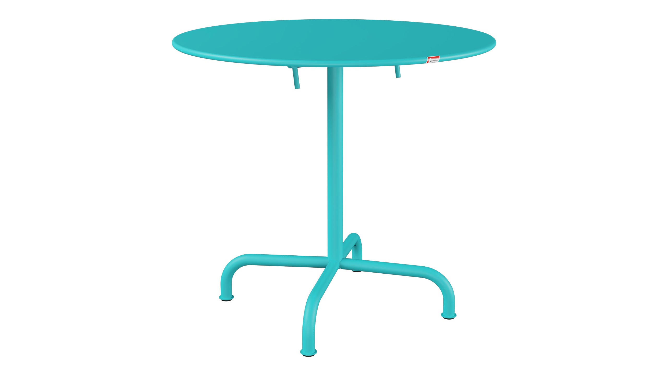 Rigi Metall-Gartentisch ø80 klappbar in Türkis präsentiert im Onlineshop von KAQTU Design AG. Gartentisch ist von Schaffner