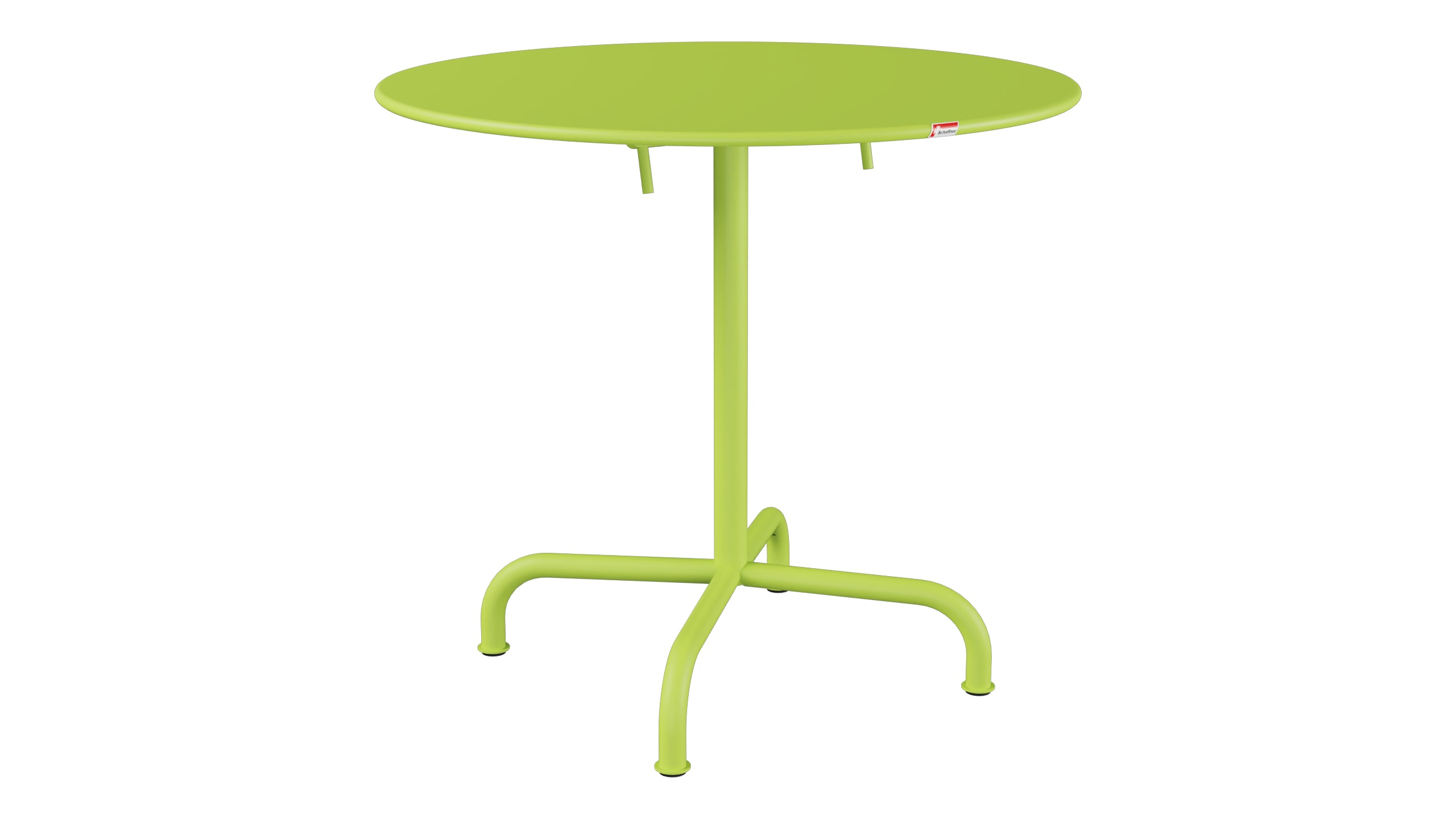 Rigi Metall-Gartentisch ø80 klappbar in Hellgrün präsentiert im Onlineshop von KAQTU Design AG. Gartentisch ist von Schaffner