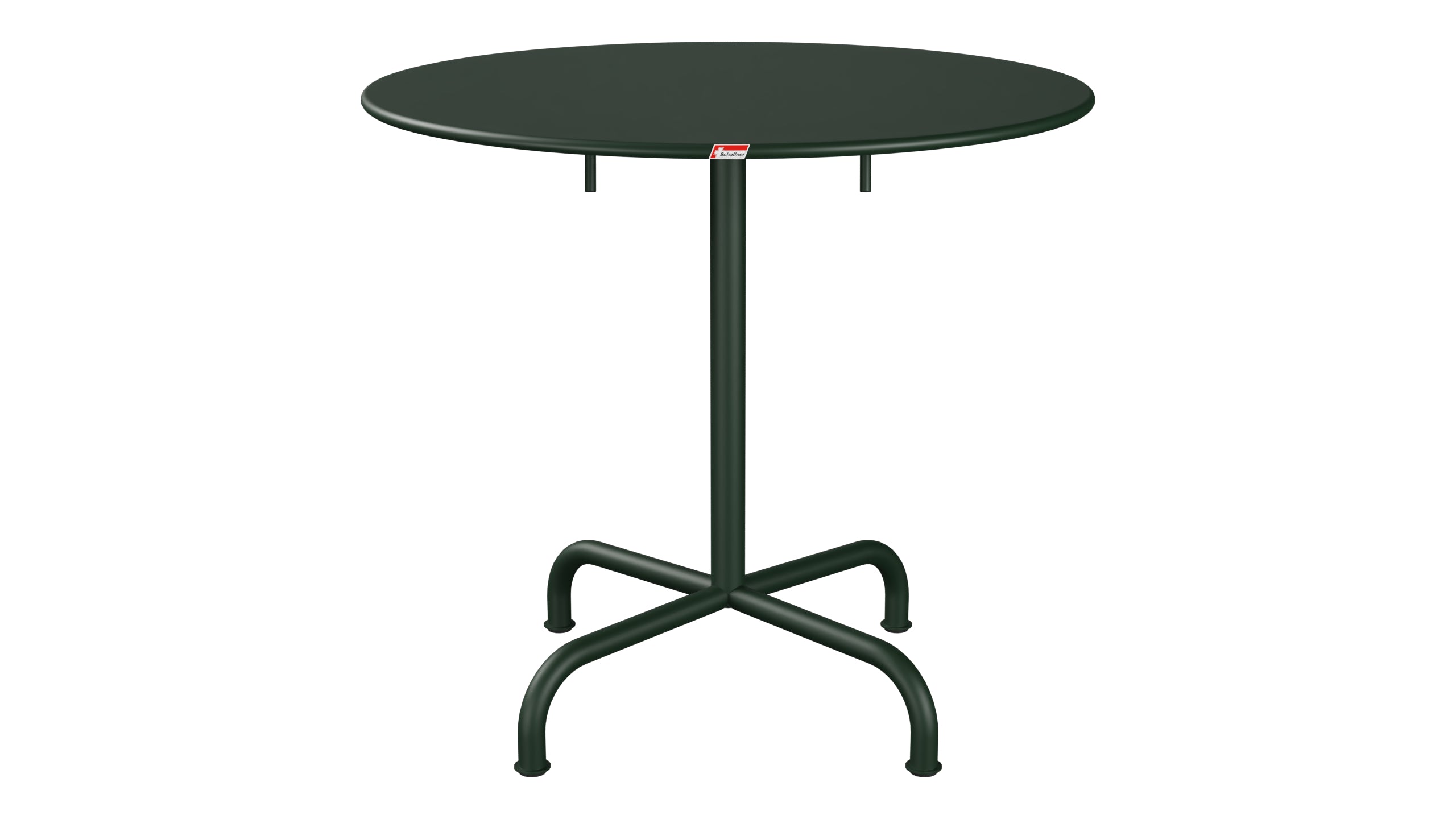 Rigi Metall-Gartentisch ø80 klappbar in Tannengrün präsentiert im Onlineshop von KAQTU Design AG. Gartentisch ist von Schaffner