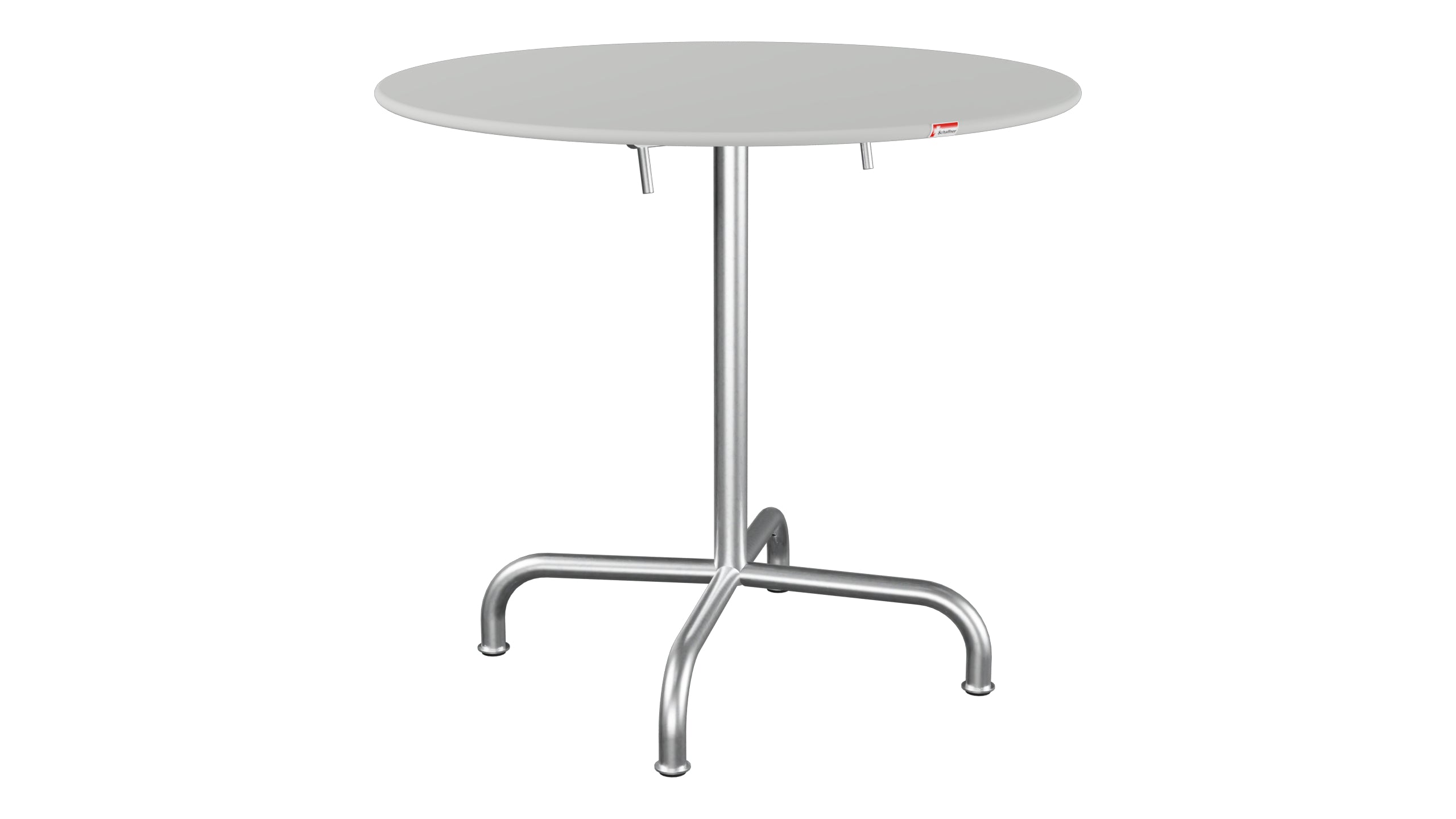 Rigi Metall-Gartentisch ø80 klappbar in Alusilber präsentiert im Onlineshop von KAQTU Design AG. Gartentisch ist von Schaffner