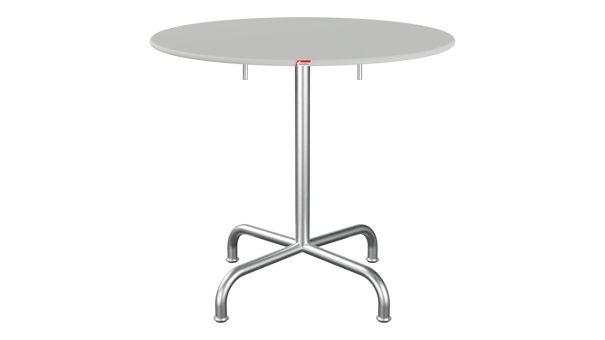 Rigi Metall-Gartentisch ø80 klappbar in Alusilber präsentiert im Onlineshop von KAQTU Design AG. Gartentisch ist von Schaffner