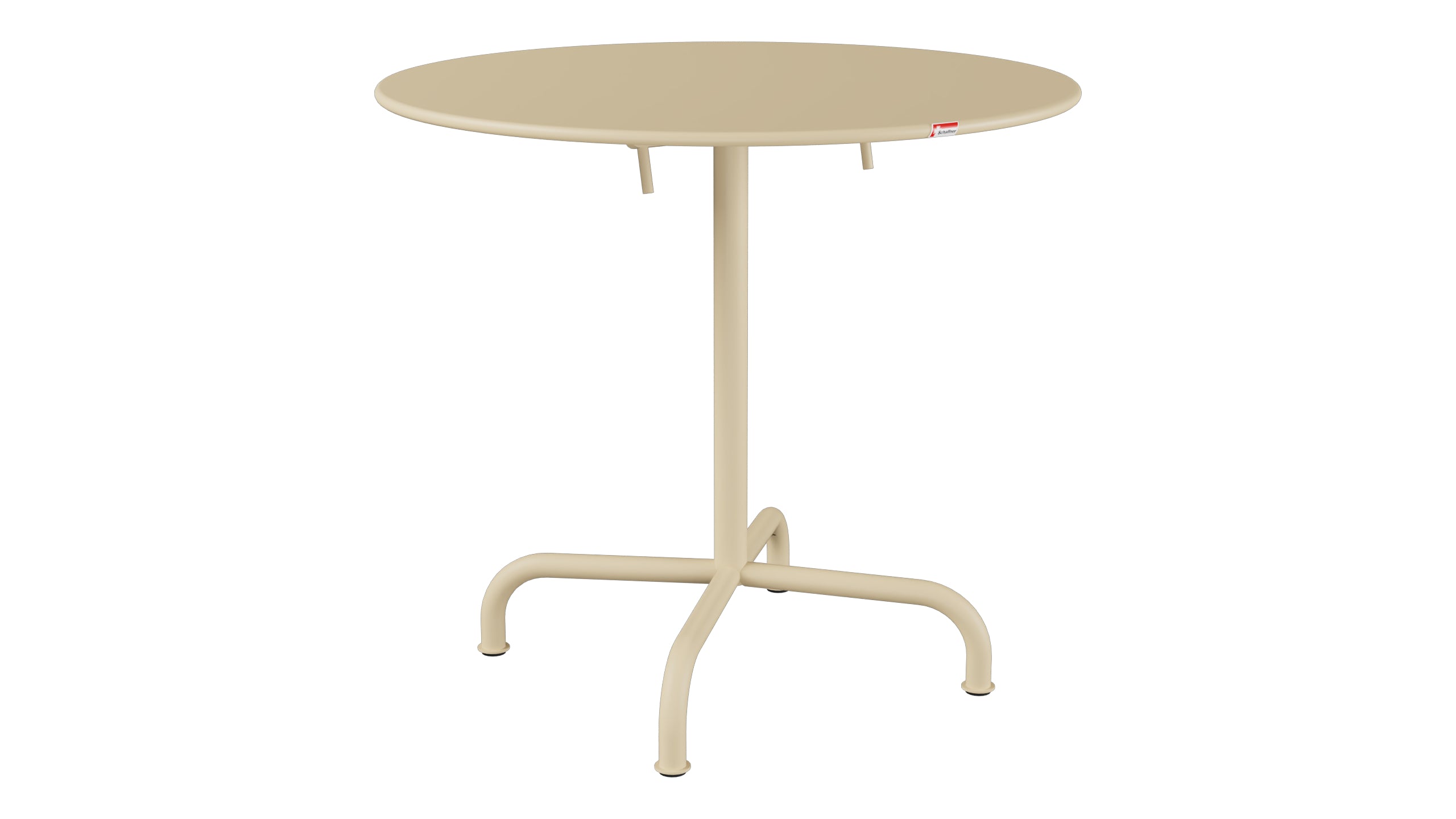 Rigi Metall-Gartentisch ø80 klappbar in Pastellbraun präsentiert im Onlineshop von KAQTU Design AG. Gartentisch ist von Schaffner