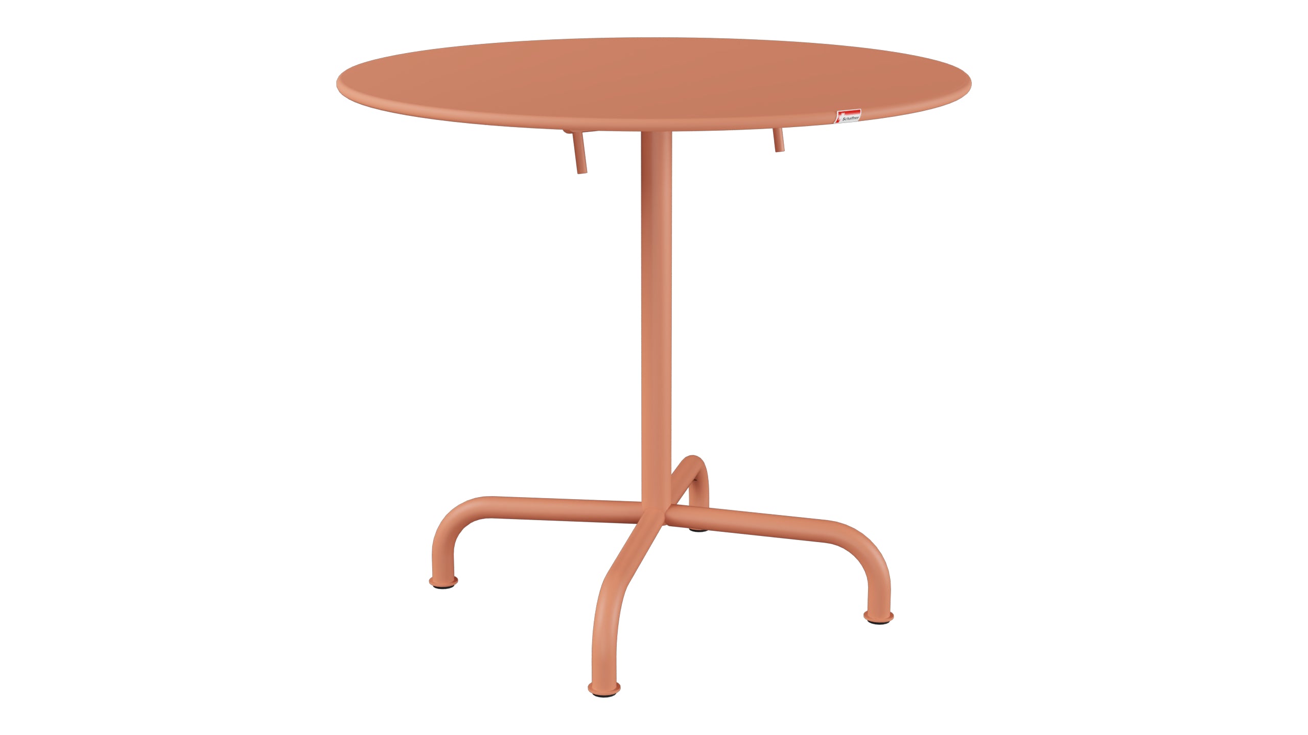 Rigi Metall-Gartentisch ø80 klappbar in Pastellterracotta präsentiert im Onlineshop von KAQTU Design AG. Gartentisch ist von Schaffner