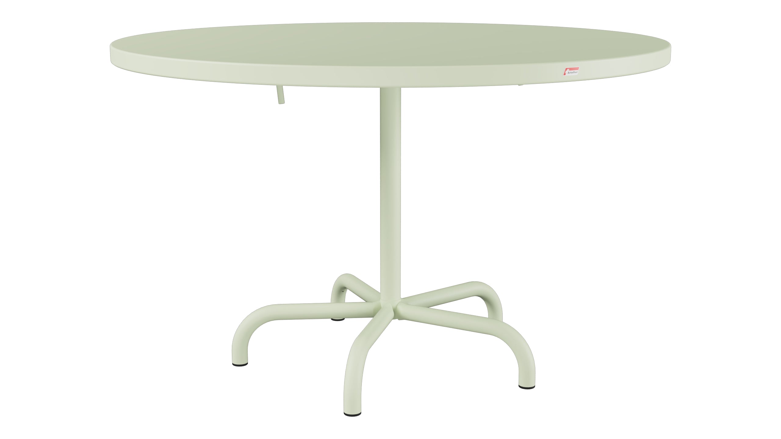Säntis Metall-Gartentisch ø117 klappbar in Pastellgrün präsentiert im Onlineshop von KAQTU Design AG. Gartentisch ist von Schaffner