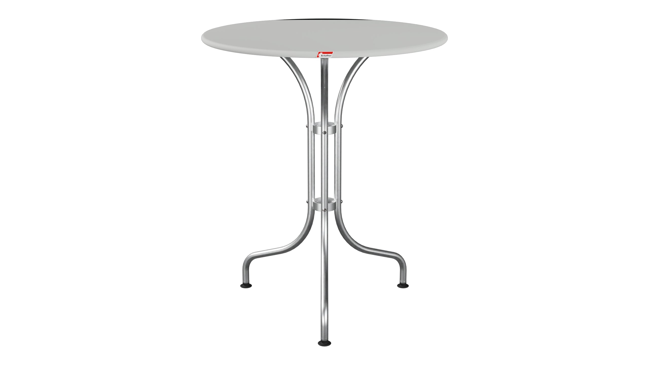 St. Moritz Metall-Gartentisch ø60 in Alusilber präsentiert im Onlineshop von KAQTU Design AG. Gartentisch ist von Schaffner