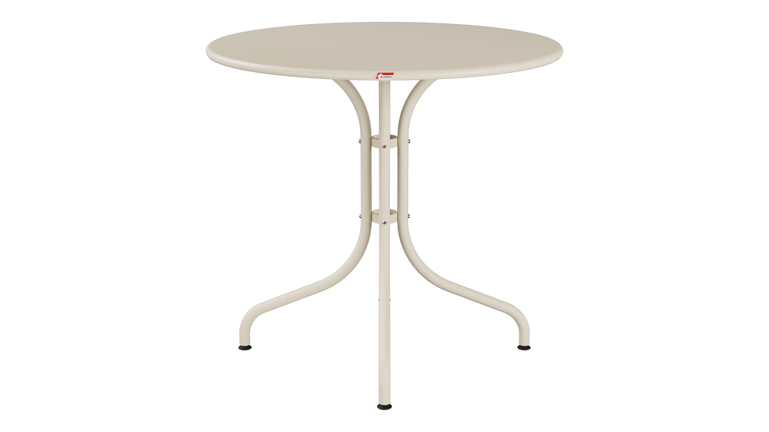 St. Moritz Metall-Gartentisch ø80 in Pastellsand präsentiert im Onlineshop von KAQTU Design AG. Gartentisch ist von Schaffner