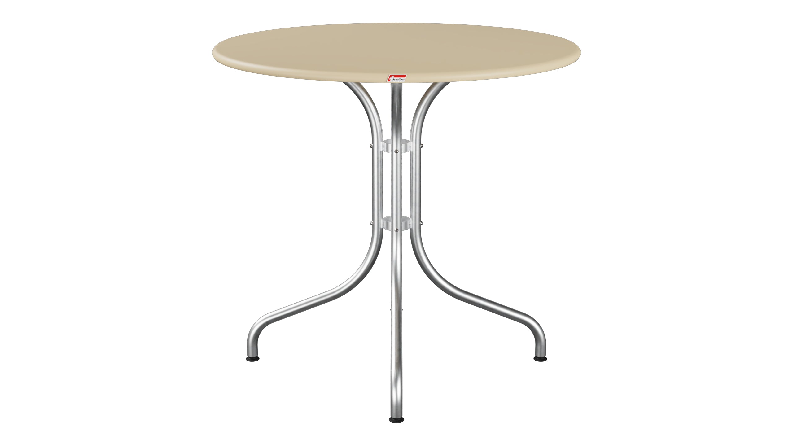 St. Moritz Metall-Gartentisch ø80 in Pastellbraun präsentiert im Onlineshop von KAQTU Design AG. Gartentisch ist von Schaffner