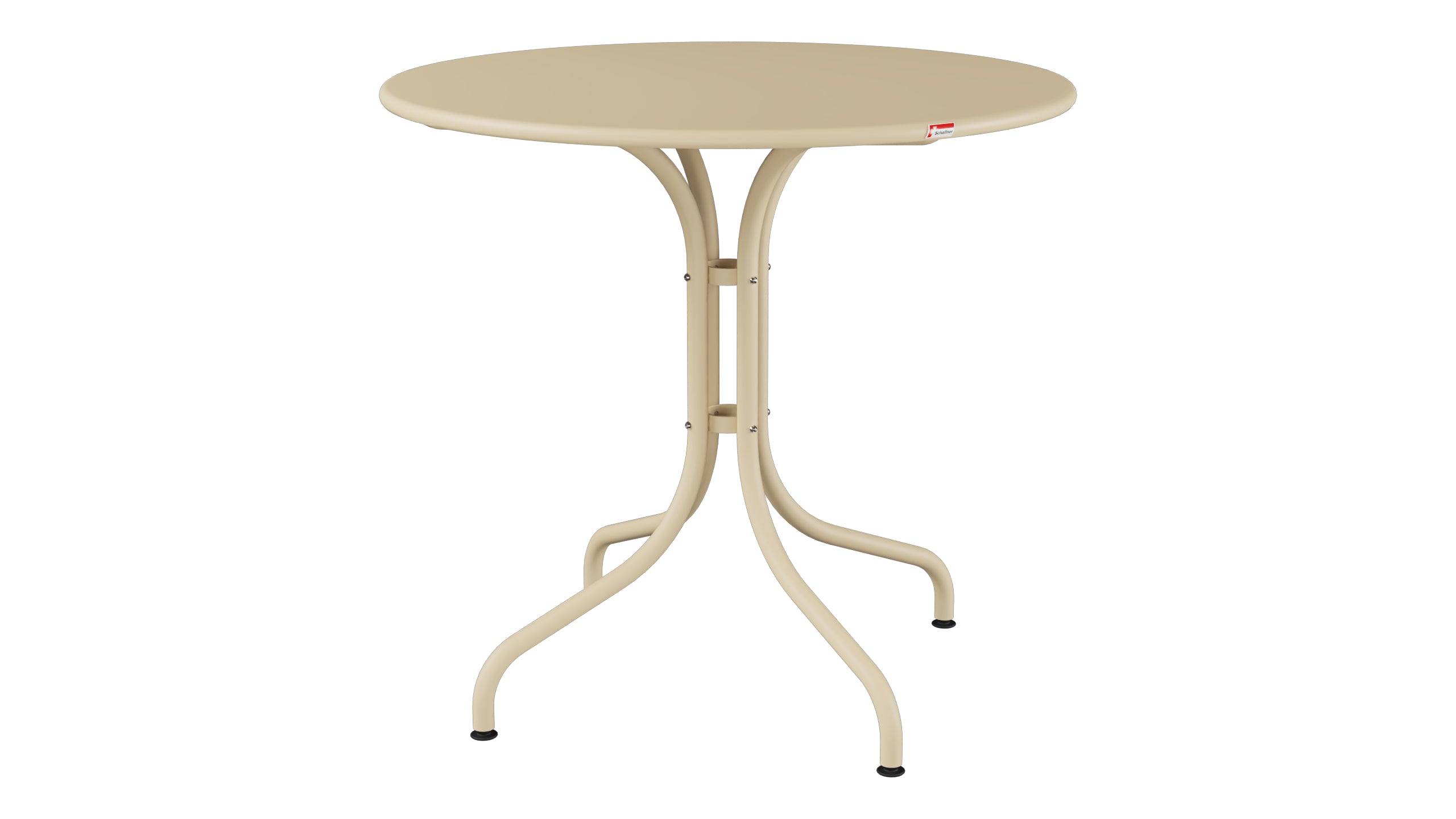 St. Moritz Metall-Gartentisch ø80 in Pastellbraun präsentiert im Onlineshop von KAQTU Design AG. Gartentisch ist von Schaffner