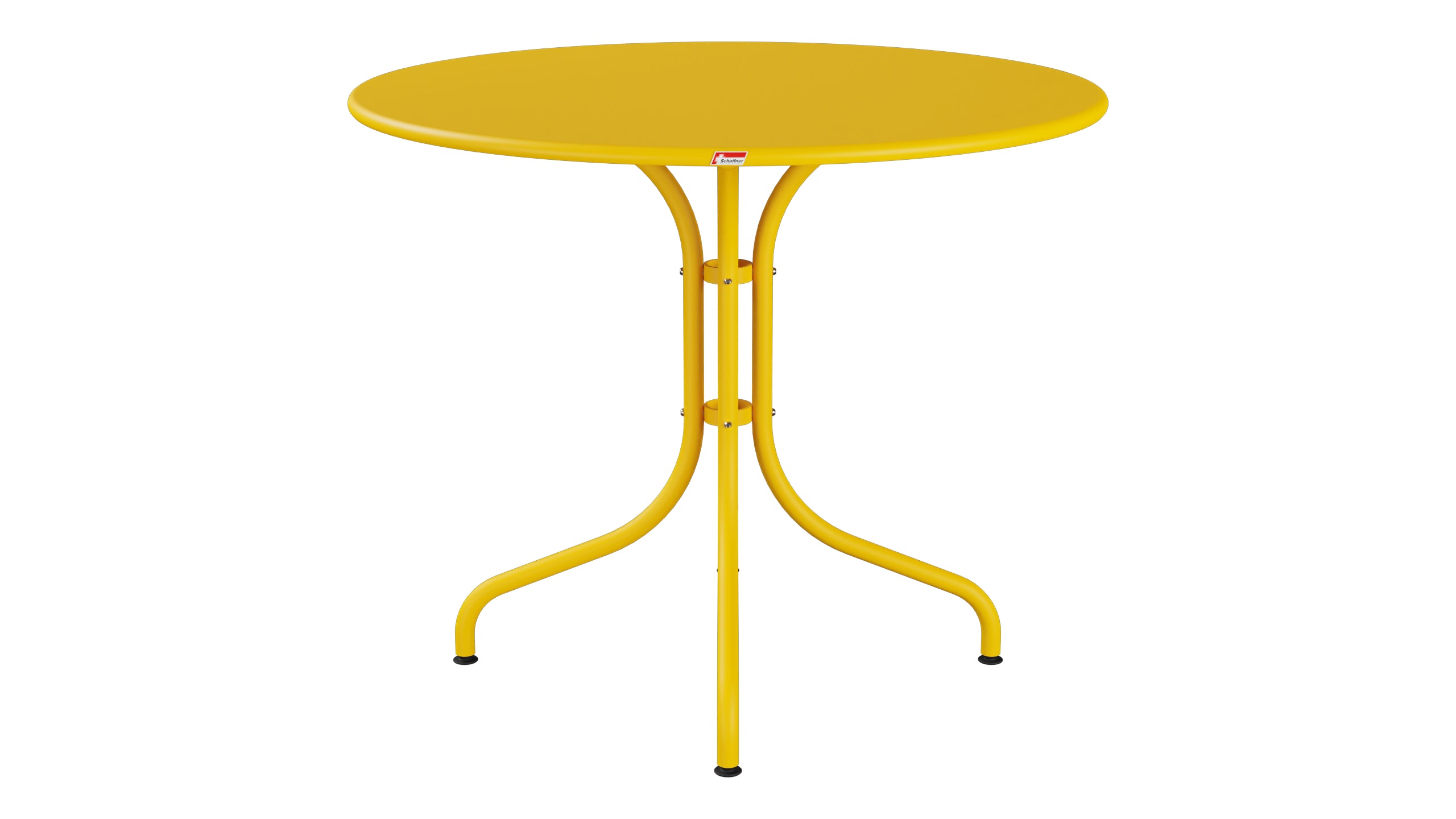 St. Moritz Metall-Gartentisch ø90 in Gelb präsentiert im Onlineshop von KAQTU Design AG. Gartentisch ist von Schaffner