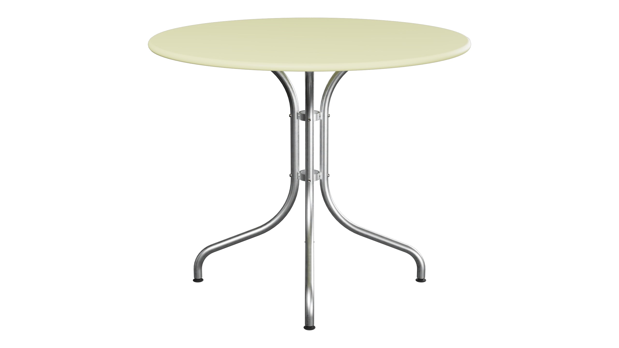 St. Moritz Metall-Gartentisch ø90 in Buchsbaumgelb präsentiert im Onlineshop von KAQTU Design AG. Gartentisch ist von Schaffner