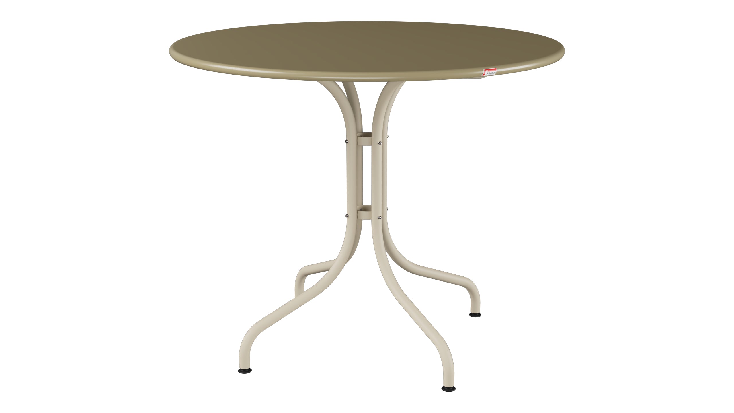 St. Moritz Metall-Gartentisch ø90 in Champagner präsentiert im Onlineshop von KAQTU Design AG. Gartentisch ist von Schaffner