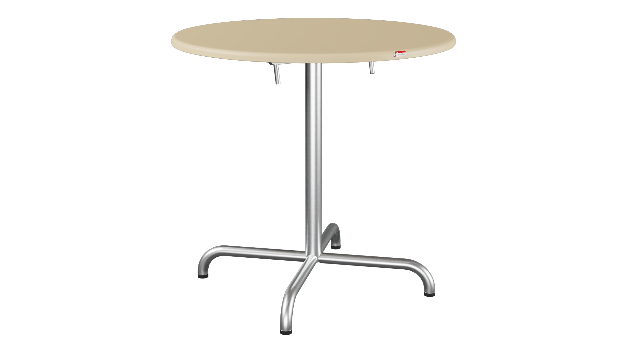 Davos Glasfaser-Gartentisch ø75 klappbar in Pastellbraun präsentiert im Onlineshop von KAQTU Design AG. Gartentisch ist von Schaffner