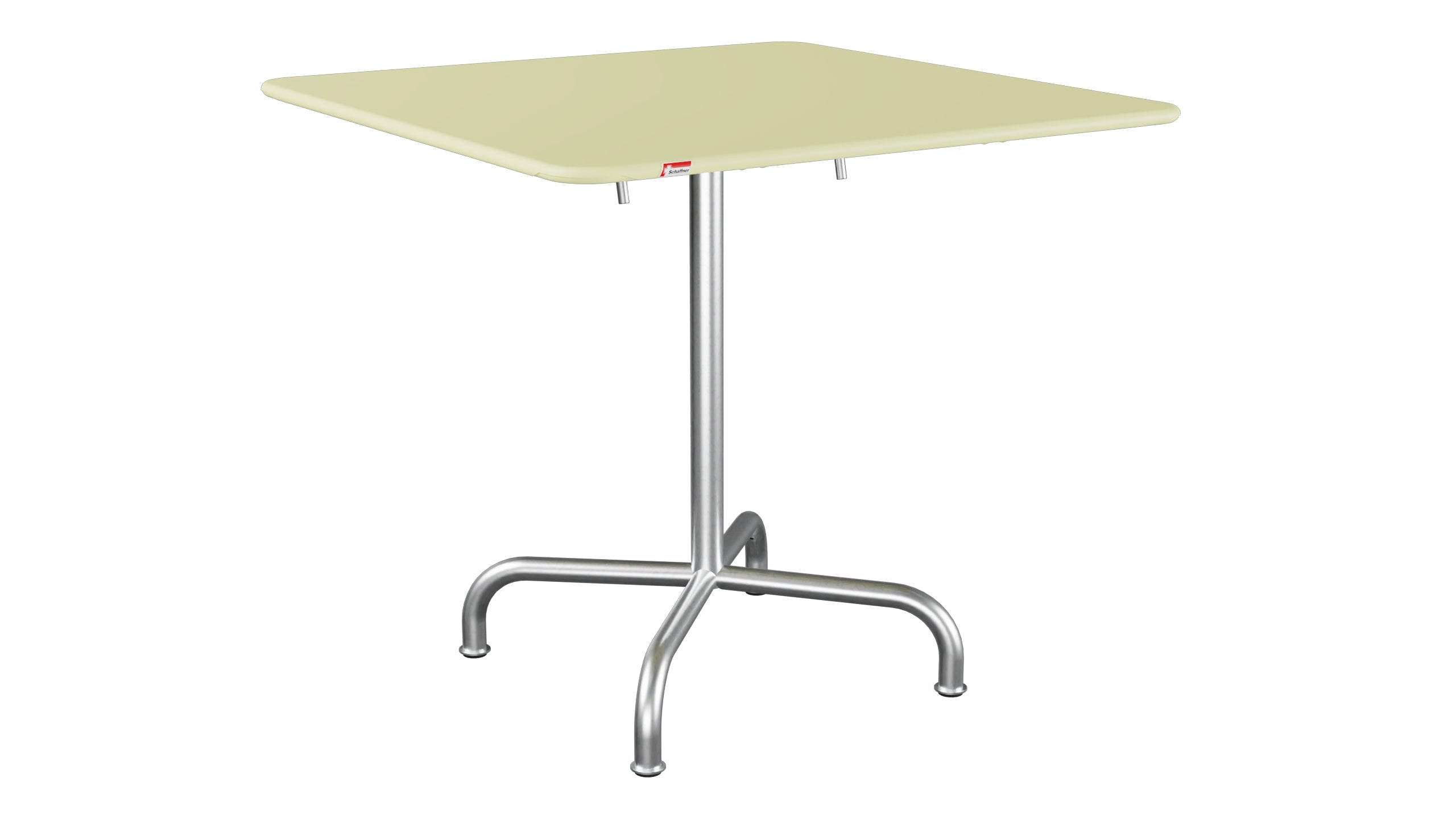 Rigi Metall-Gartentisch 80x80 klappbar in Buchsbaumgelb präsentiert im Onlineshop von KAQTU Design AG. Gartentisch ist von Schaffner