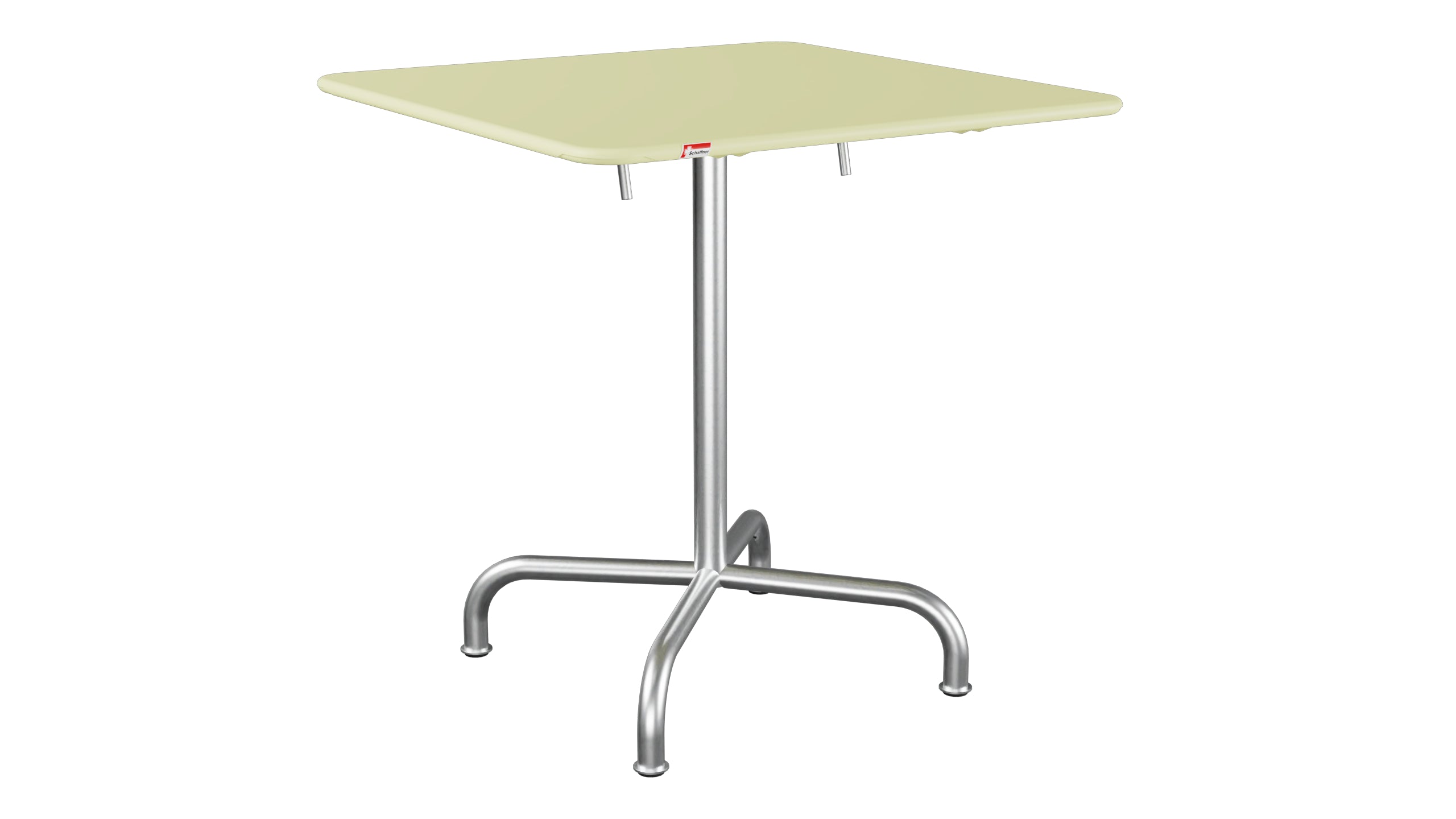 Rigi Metall-Gartentisch 70x70 klappbar in Buchsbaumgelb präsentiert im Onlineshop von KAQTU Design AG. Gartentisch ist von Schaffner