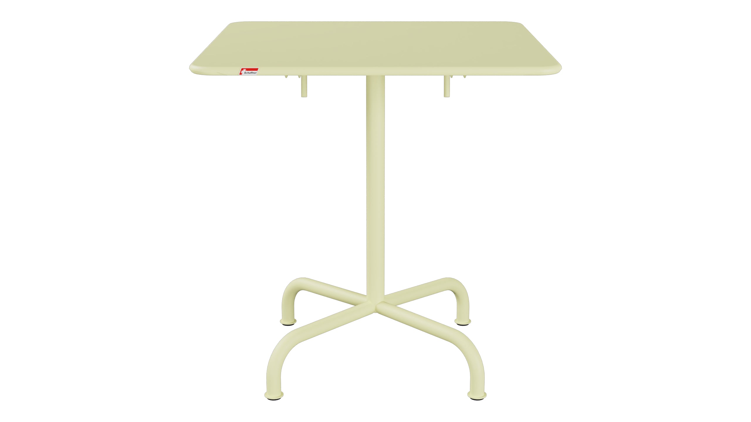 Rigi Metall-Gartentisch 70x70 klappbar in Buchsbaumgelb präsentiert im Onlineshop von KAQTU Design AG. Gartentisch ist von Schaffner