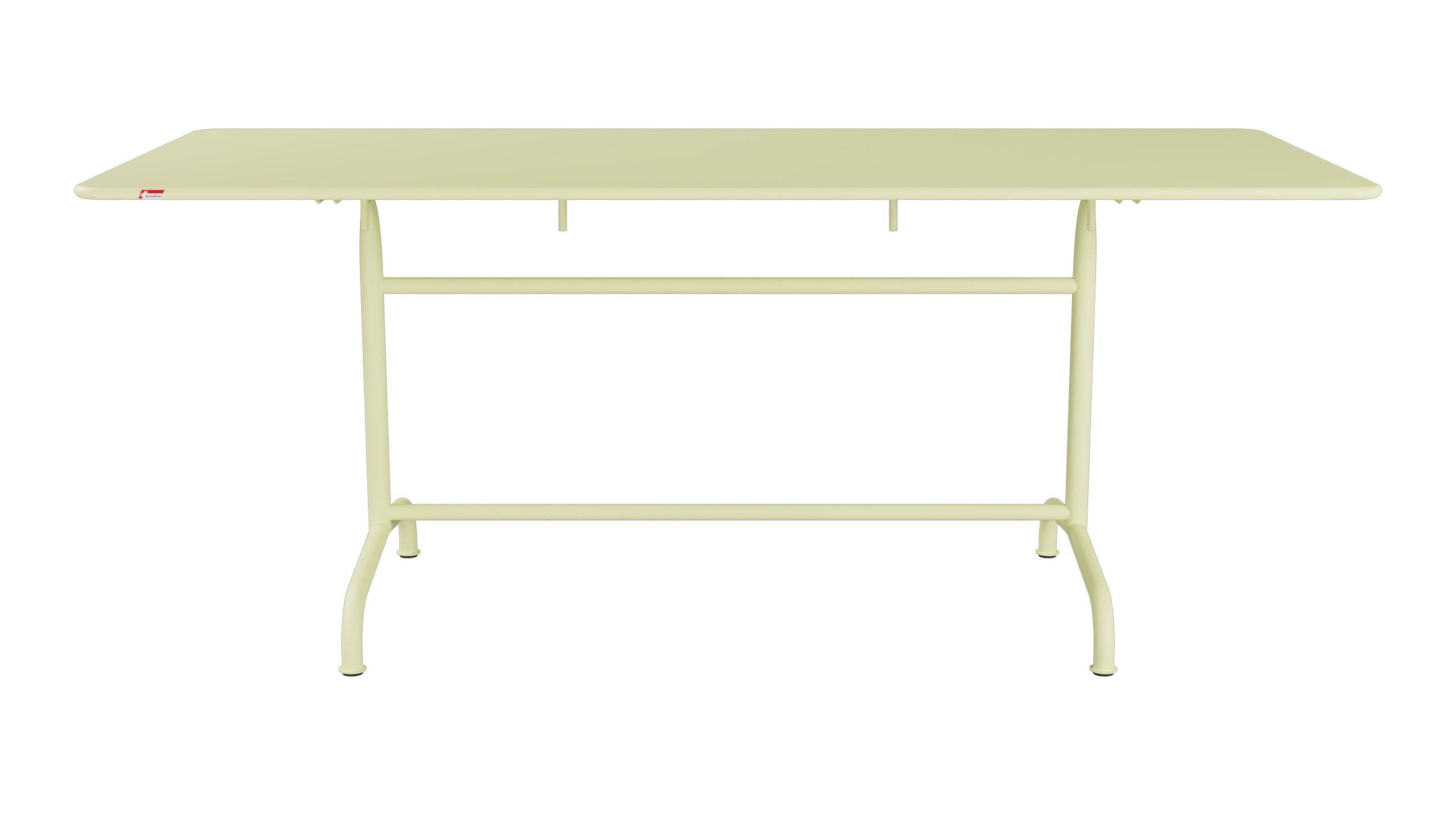 Rigi Metall-Gartentisch 180x80 klappbar in Buchsbaumgelb präsentiert im Onlineshop von KAQTU Design AG. Gartentisch ist von Schaffner