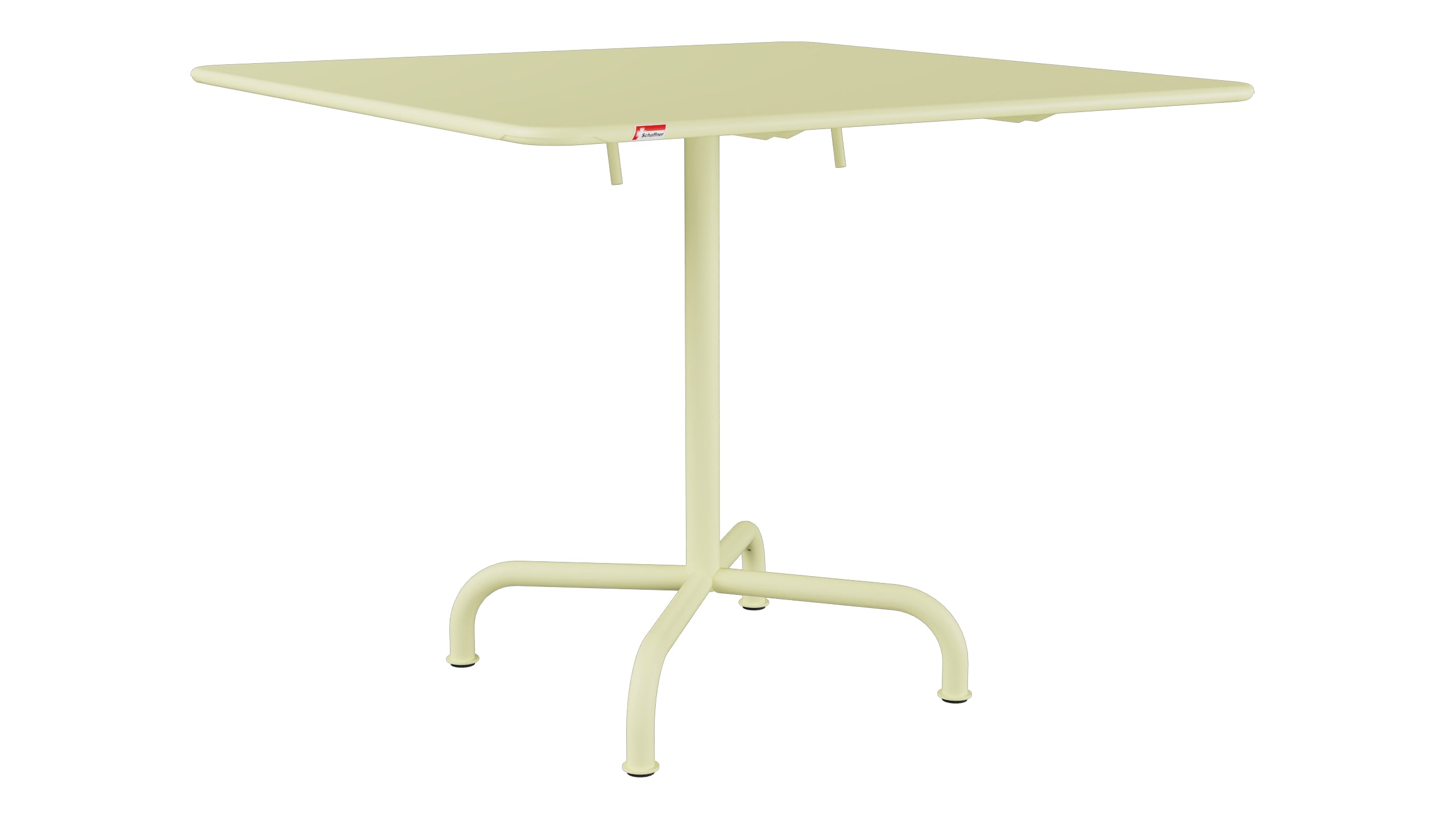 Rigi Metall-Gartentisch 90x90 klappbar in Buchsbaumgelb präsentiert im Onlineshop von KAQTU Design AG. Gartentisch ist von Schaffner