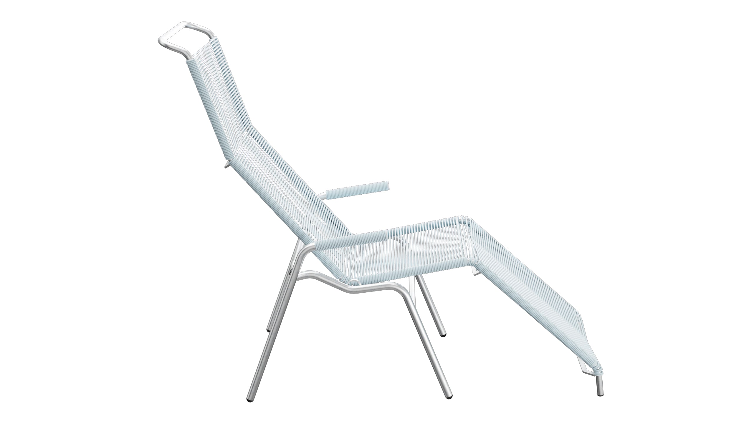 Säntis Spaghetti Liegestuhl in Pastellblau präsentiert im Onlineshop von KAQTU Design AG. Liegestuhl ist von Schaffner