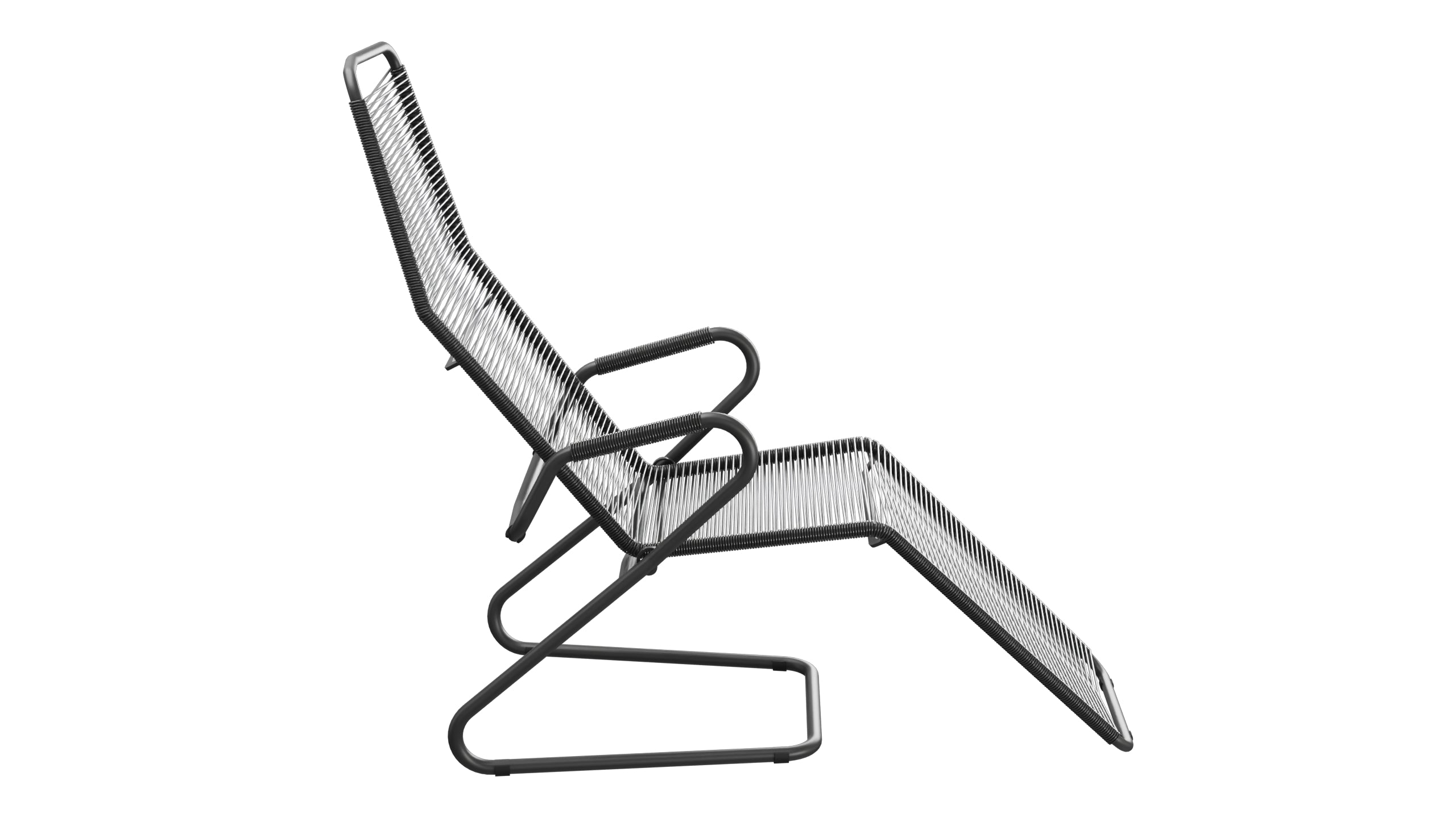 Locarno Spaghetti Liegestuhl in Anthrazit präsentiert im Onlineshop von KAQTU Design AG. Liegestuhl ist von Schaffner