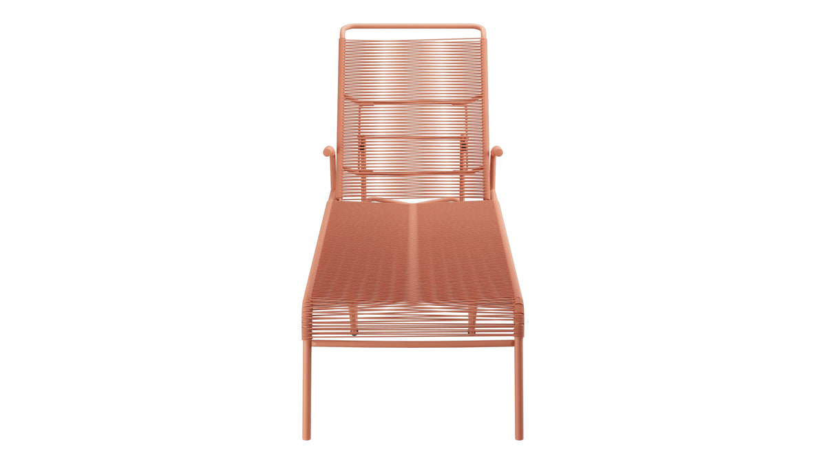Säntis Spaghetti-Rollenliege in Pastellterracotta präsentiert im Onlineshop von KAQTU Design AG. Liegestuhl ist von Schaffner