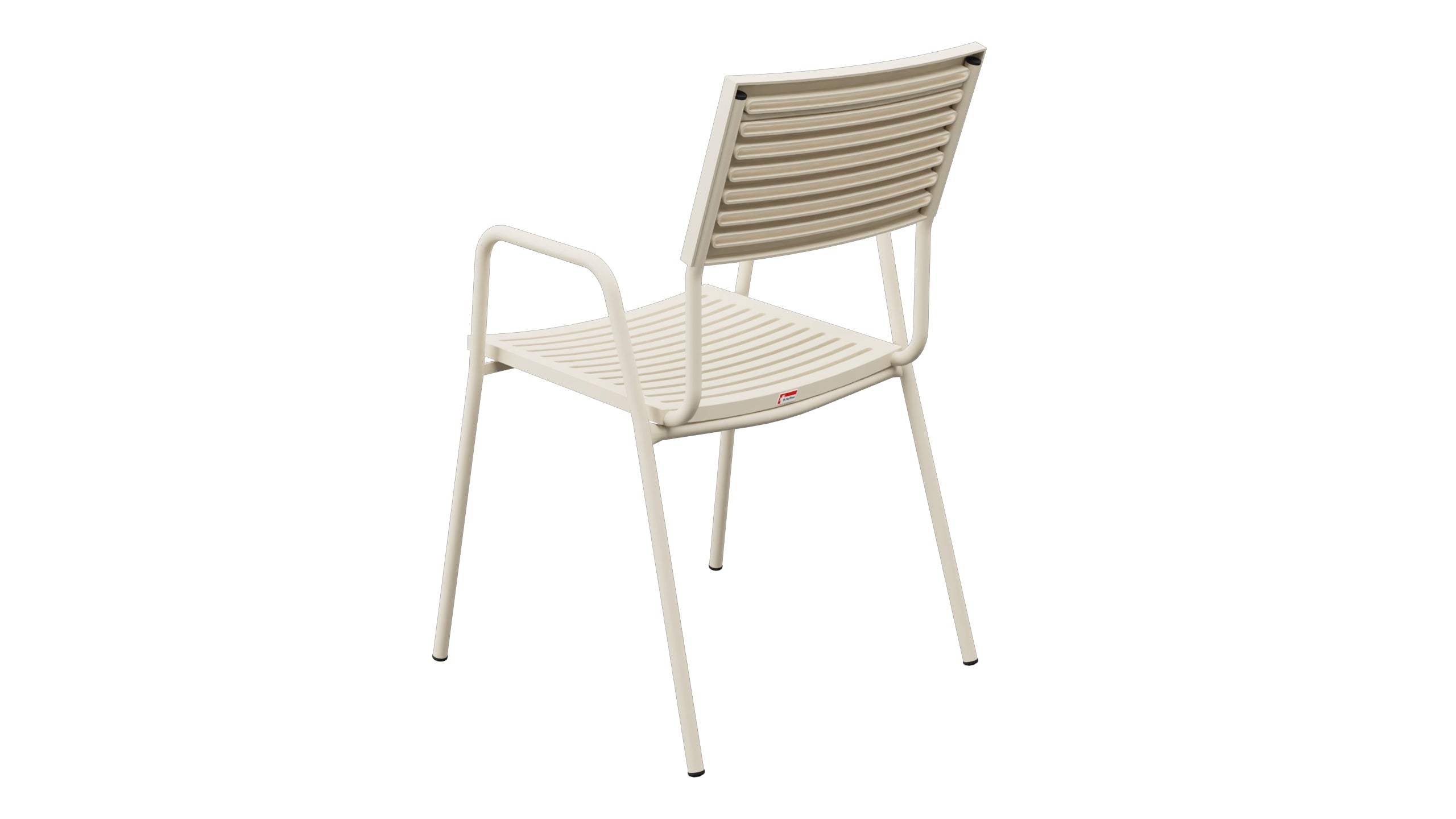Bodensee Lamello-Gartenstuhl mit Armlehne in Pastellsand präsentiert im Onlineshop von KAQTU Design AG. Gartenstuhl mit Armlehnen ist von Schaffner