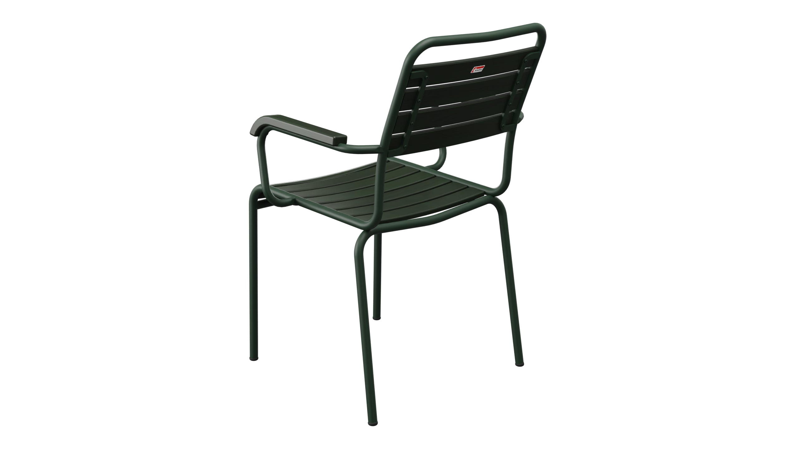 Rigi Holzlatten-Gartenstuhl mit Armlehne in Tannengrün präsentiert im Onlineshop von KAQTU Design AG. Gartenstuhl mit Armlehnen ist von Schaffner