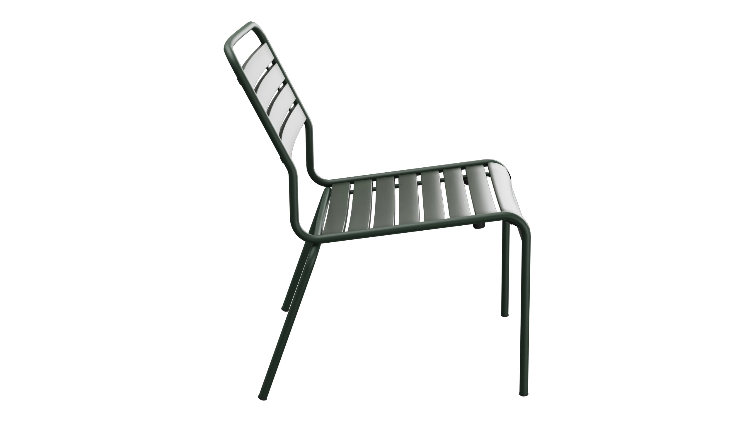 Rigi Holzlatten-Salonsessel ohne Armlehne in Tannengrün präsentiert im Onlineshop von KAQTU Design AG. Outdoor-Sessel ist von Schaffner