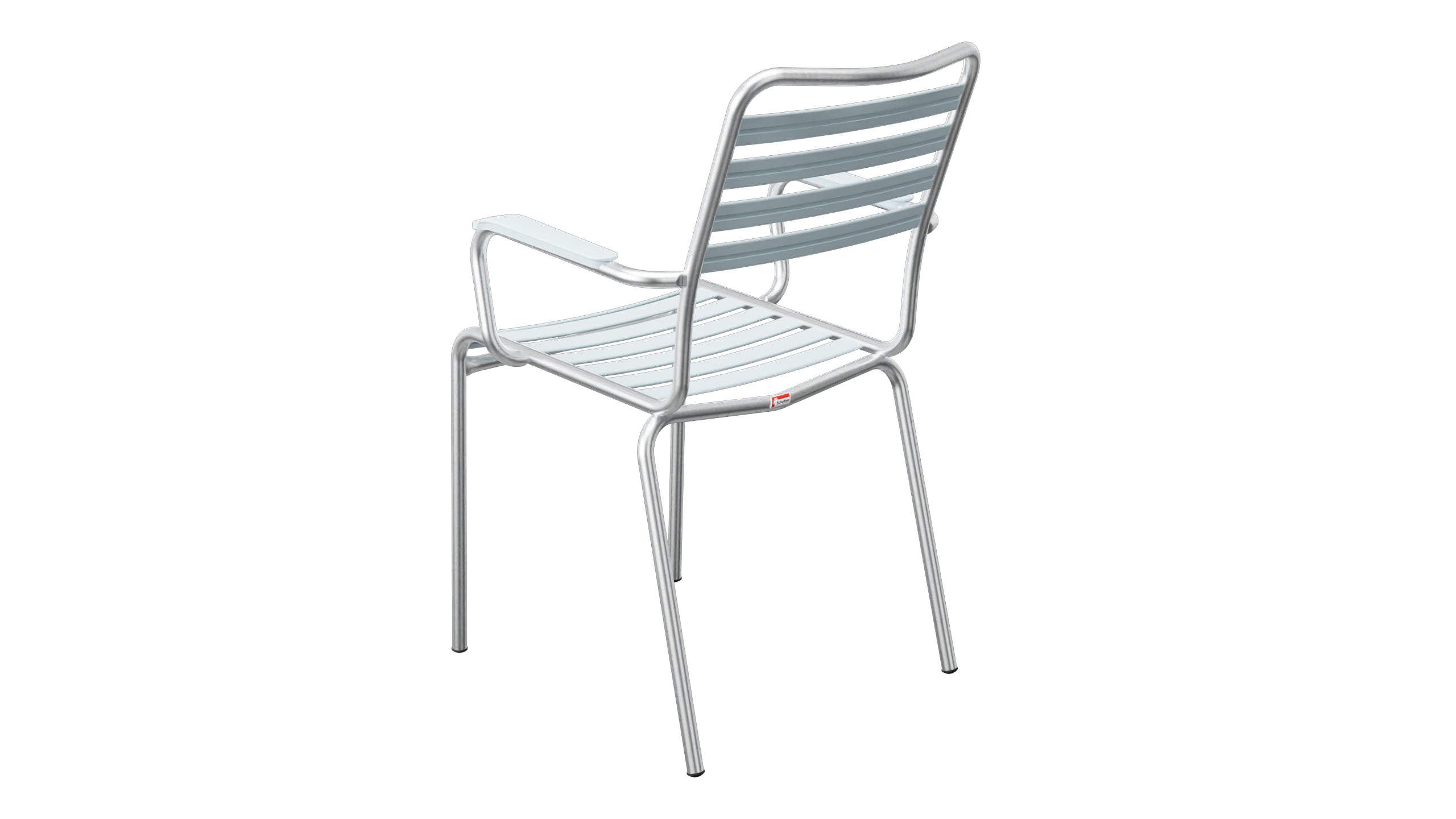 Rigi Lättli-Gartenstuhl mit Armlehne in Pastellblau präsentiert im Onlineshop von KAQTU Design AG. Gartenstuhl mit Armlehnen ist von Schaffner
