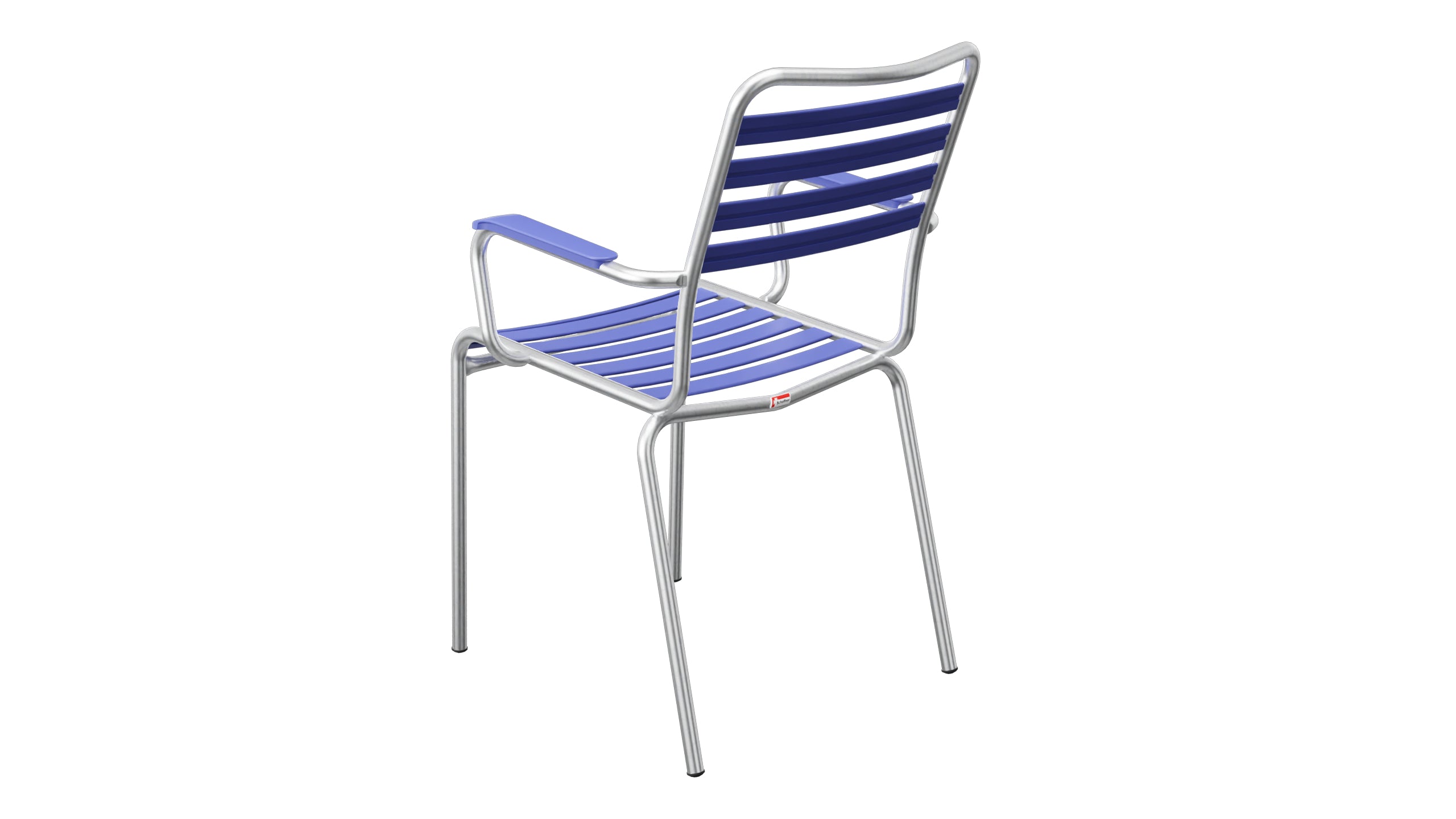 Rigi Lättli-Gartenstuhl mit Armlehne in Blau präsentiert im Onlineshop von KAQTU Design AG. Gartenstuhl mit Armlehnen ist von Schaffner