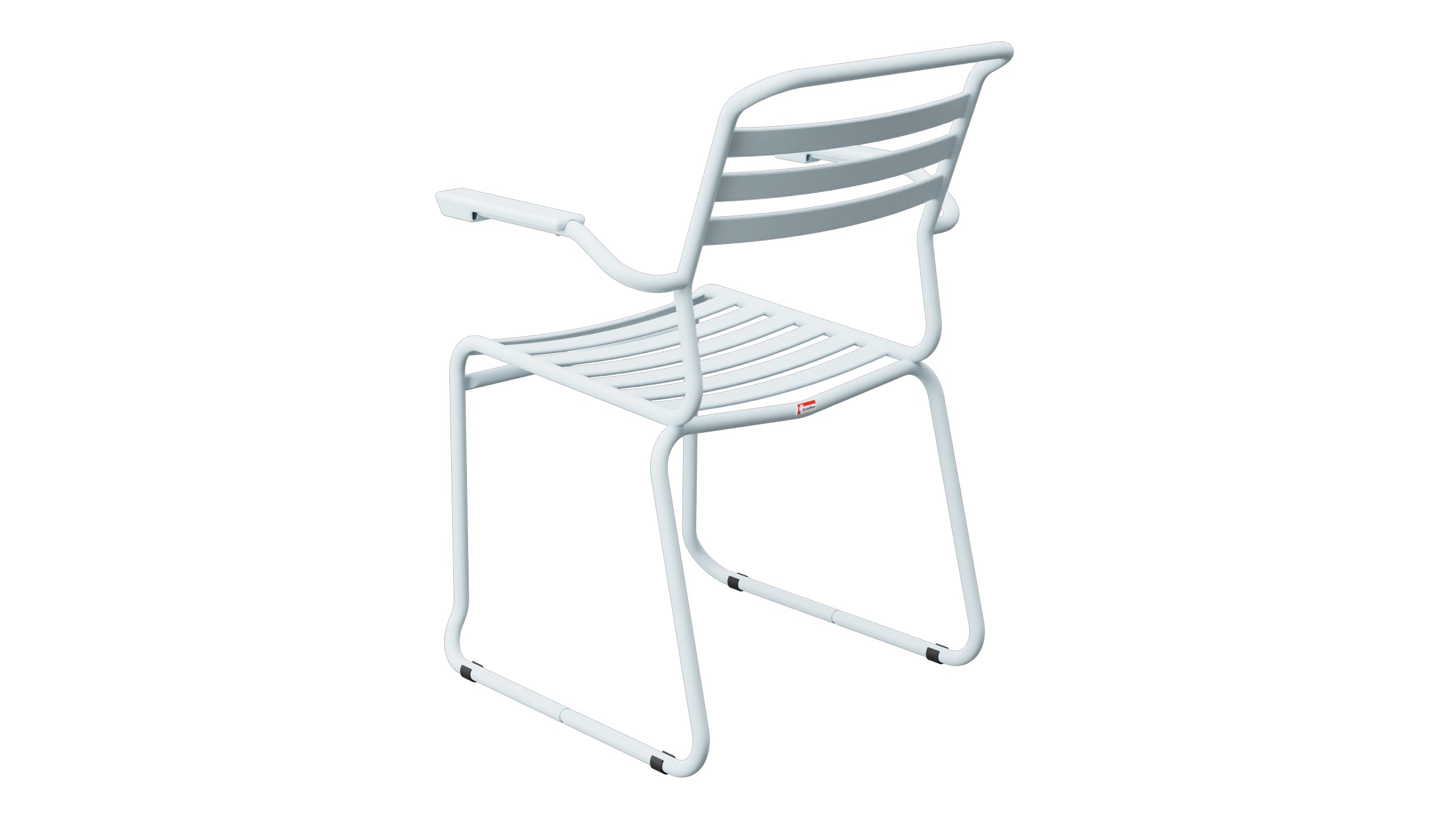 Säntis Lättli-Gartenstuhl mit Armlehne Kufen in Pastellblau präsentiert im Onlineshop von KAQTU Design AG. Gartenstuhl mit Armlehnen ist von Schaffner