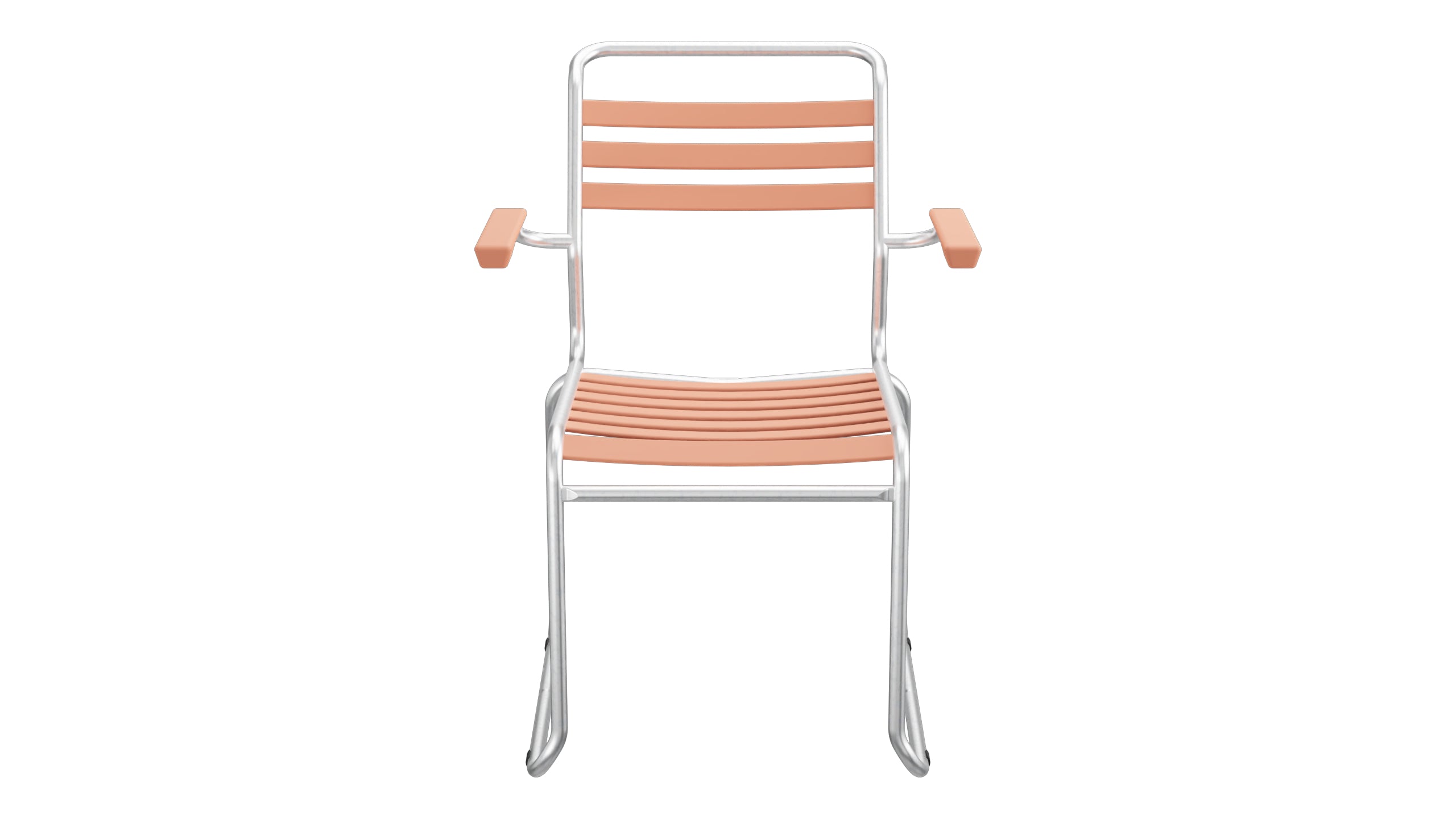 Säntis Lättli-Gartenstuhl mit Armlehne Kufen in Pastellterracotta präsentiert im Onlineshop von KAQTU Design AG. Gartenstuhl mit Armlehnen ist von Schaffner