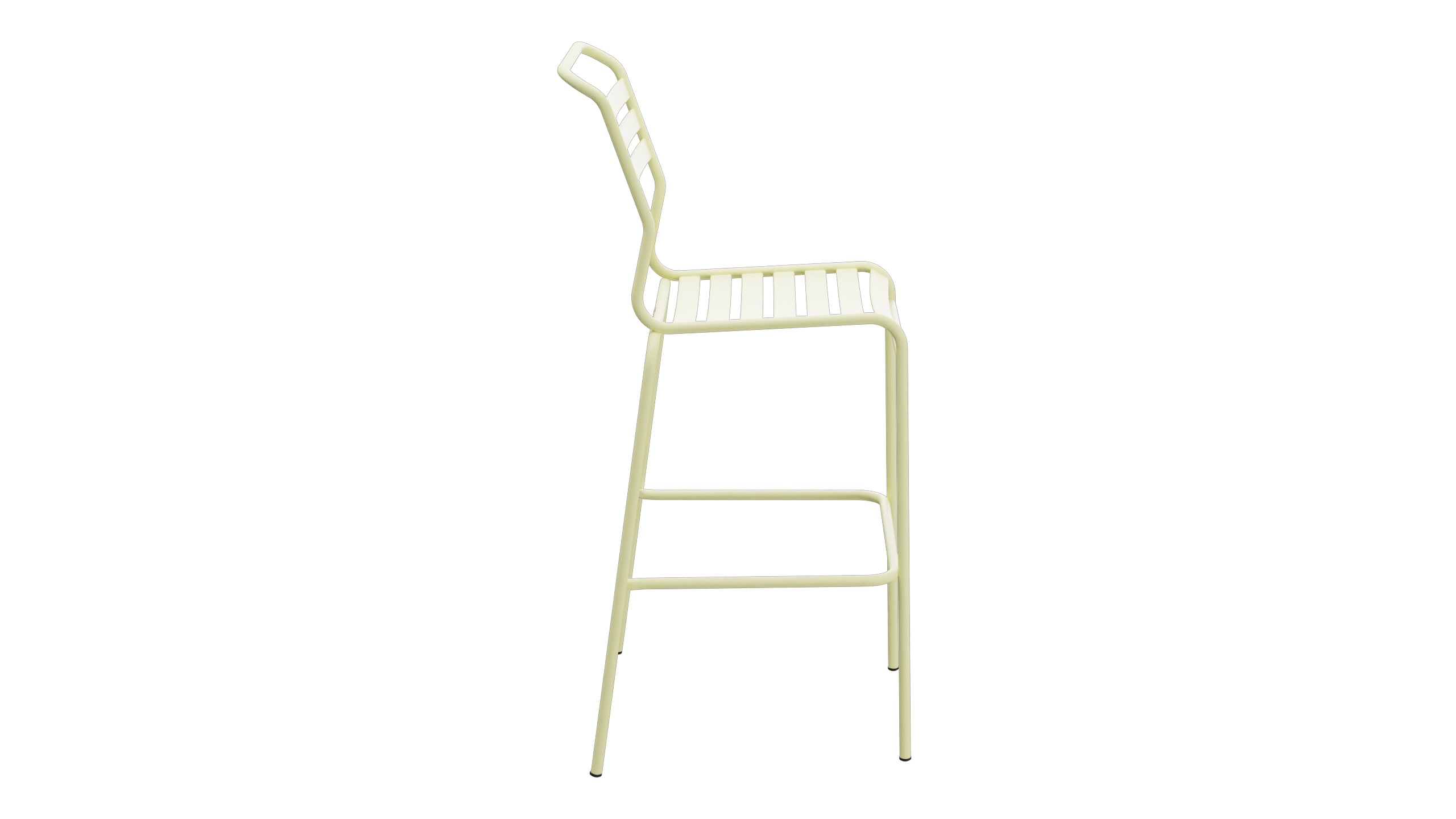 Säntis Lättli-Barstuhl Outdoor ohne Armlehne in Buchsbaumgelb präsentiert im Onlineshop von KAQTU Design AG. Outdoor-Barstuhl ist von Schaffner