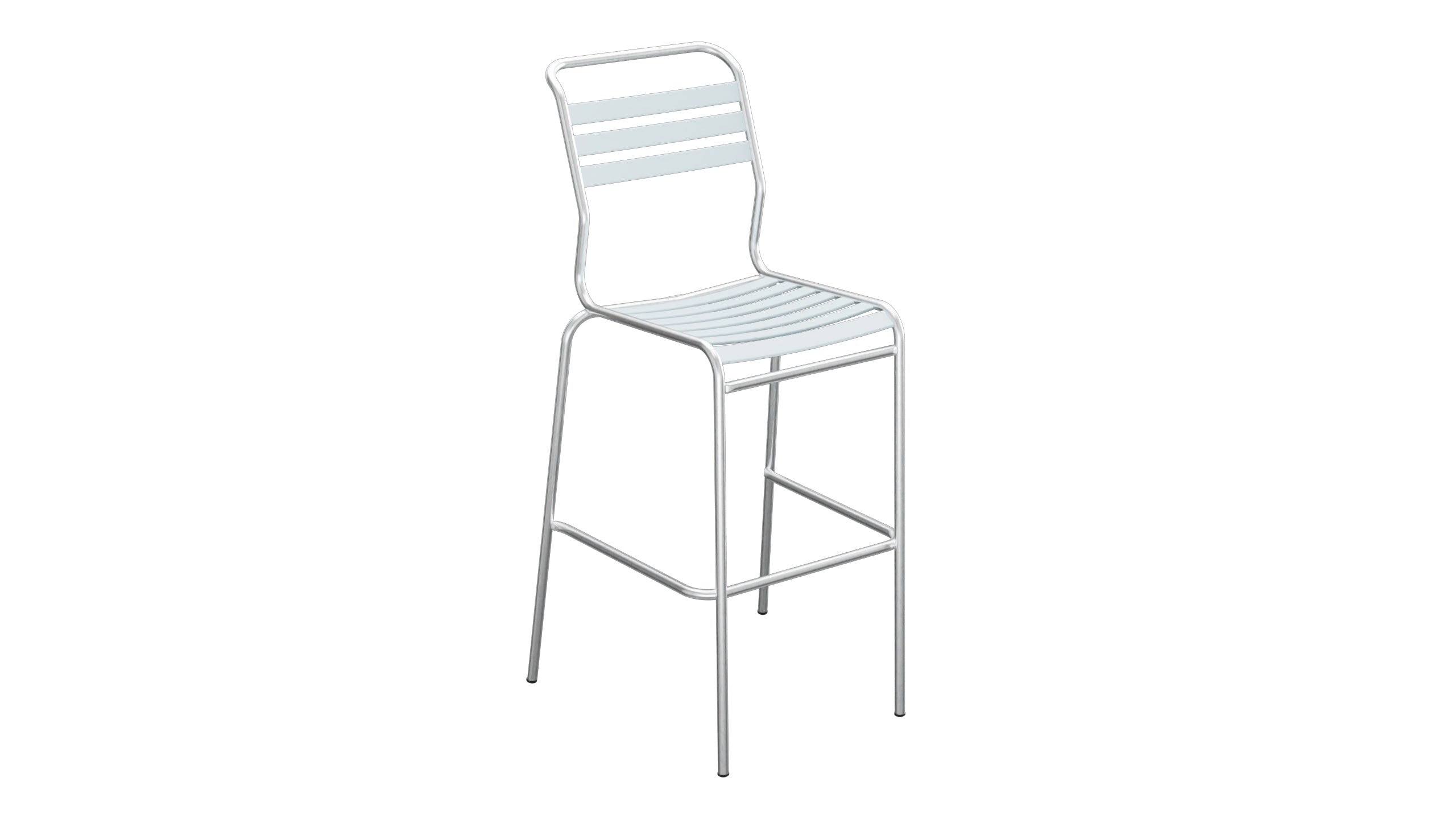 Säntis Lättli-Barstuhl Outdoor ohne Armlehne in Pastellblau präsentiert im Onlineshop von KAQTU Design AG. Outdoor-Barstuhl ist von Schaffner