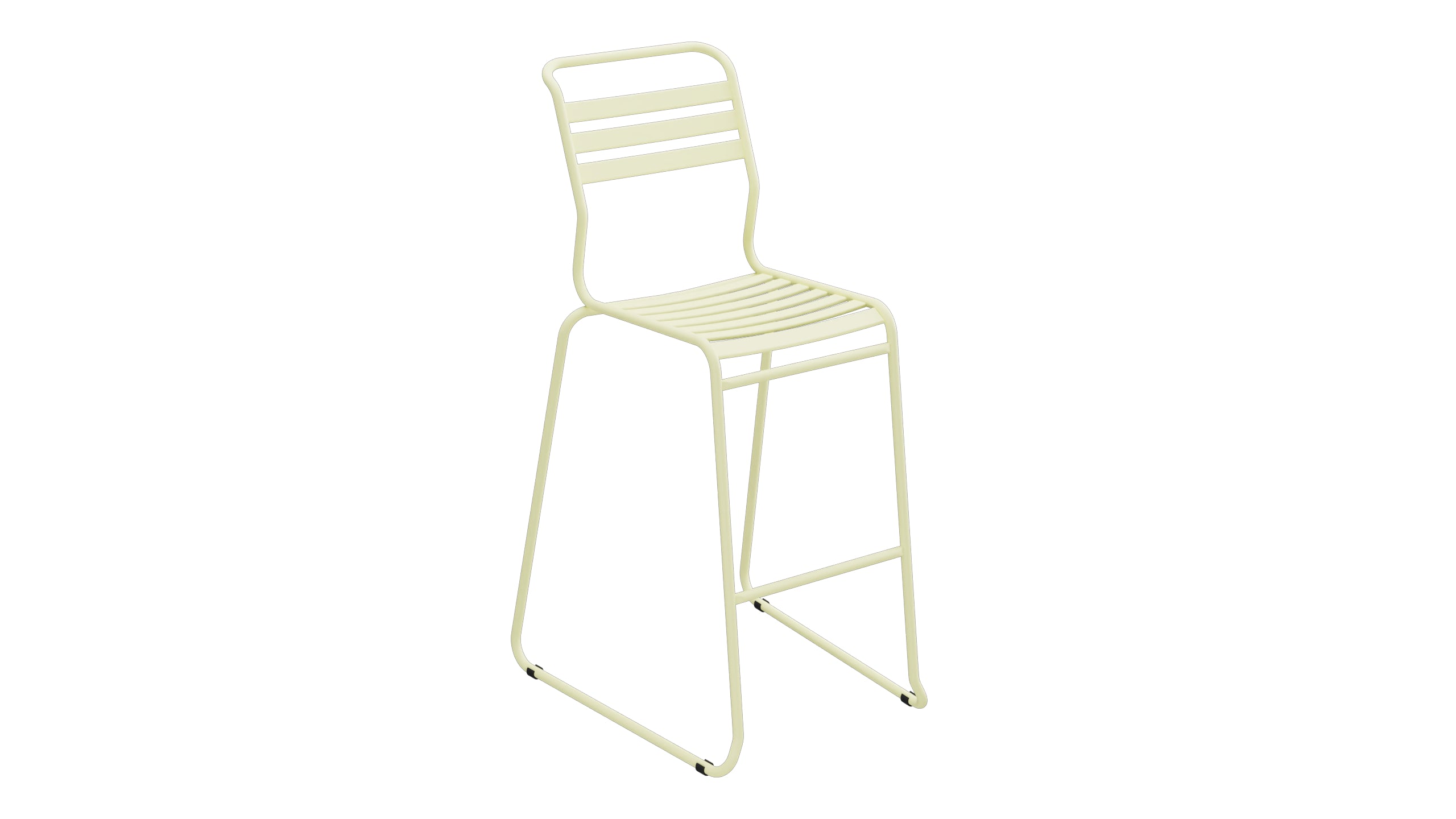 Säntis Lättli-Barstuhl ohne Armlehne Kufen in Buchsbaumgelb präsentiert im Onlineshop von KAQTU Design AG. Outdoor-Barstuhl ist von Schaffner