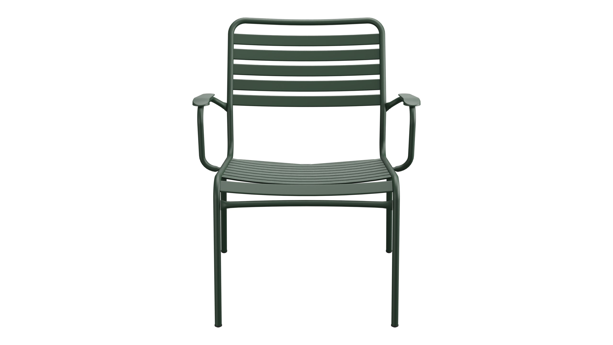 Rigi Lättli-Salonsessel mit Armlehne in Tannengrün präsentiert im Onlineshop von KAQTU Design AG. Gartenstuhl mit Armlehnen ist von Schaffner