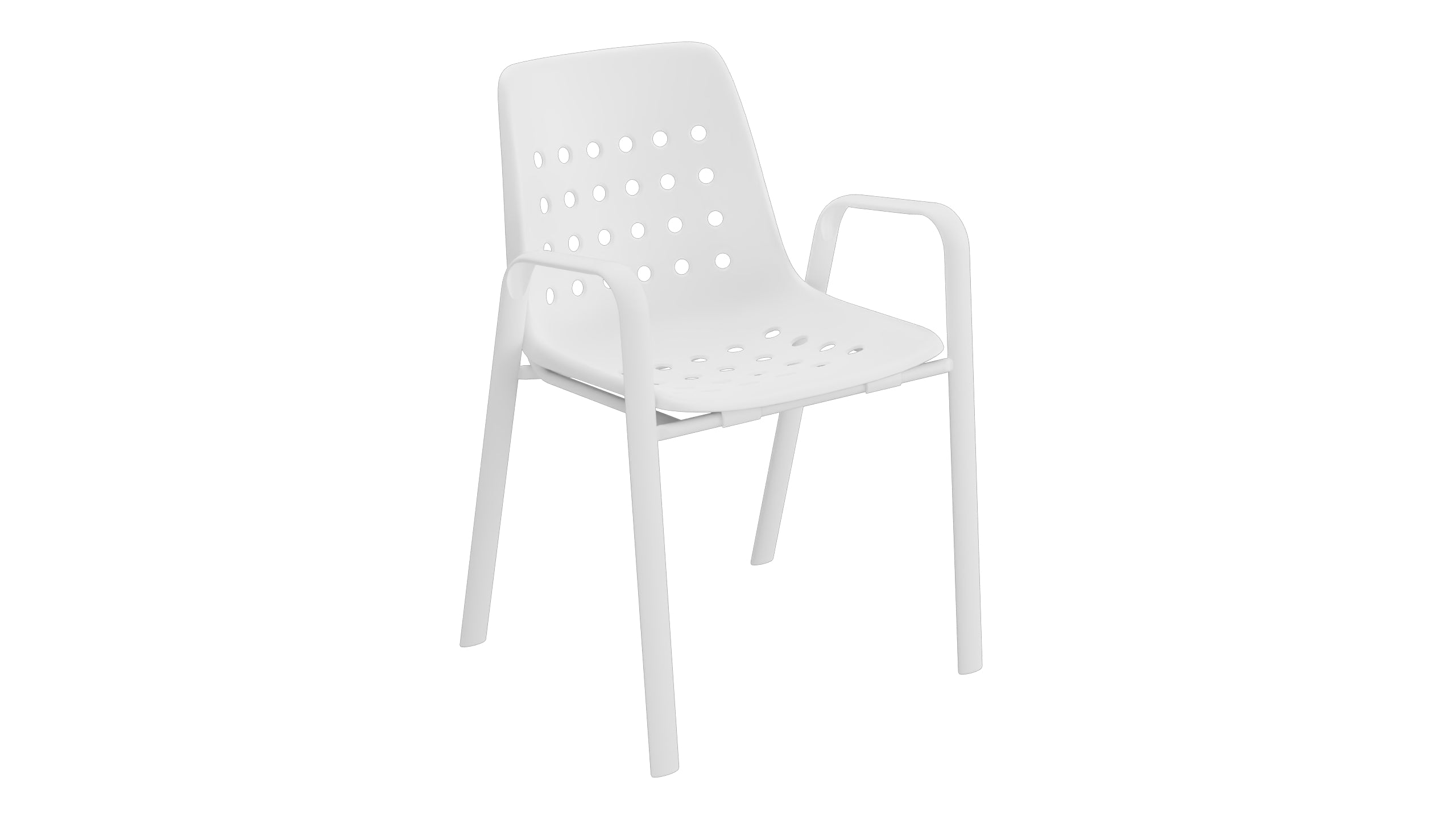 Bermuda Schalen-Gartenstuhl mit Armlehne rundoval in Weiss präsentiert im Onlineshop von KAQTU Design AG. Gartenstuhl mit Armlehnen ist von Schaffner