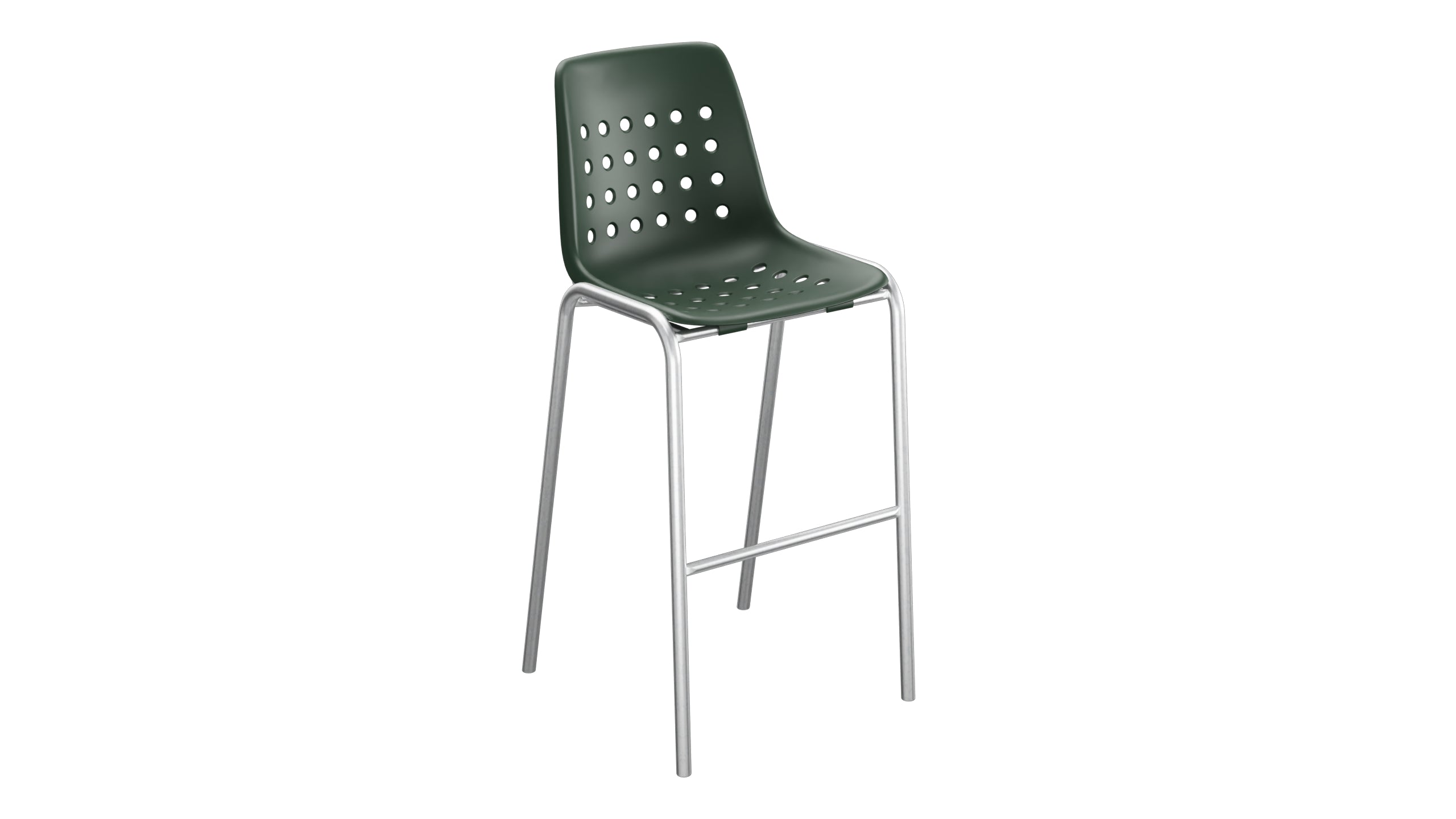 Bermuda Schalen-Barstuhl ohne Armlehne in Tannengrün präsentiert im Onlineshop von KAQTU Design AG. Outdoor-Barstuhl ist von Schaffner