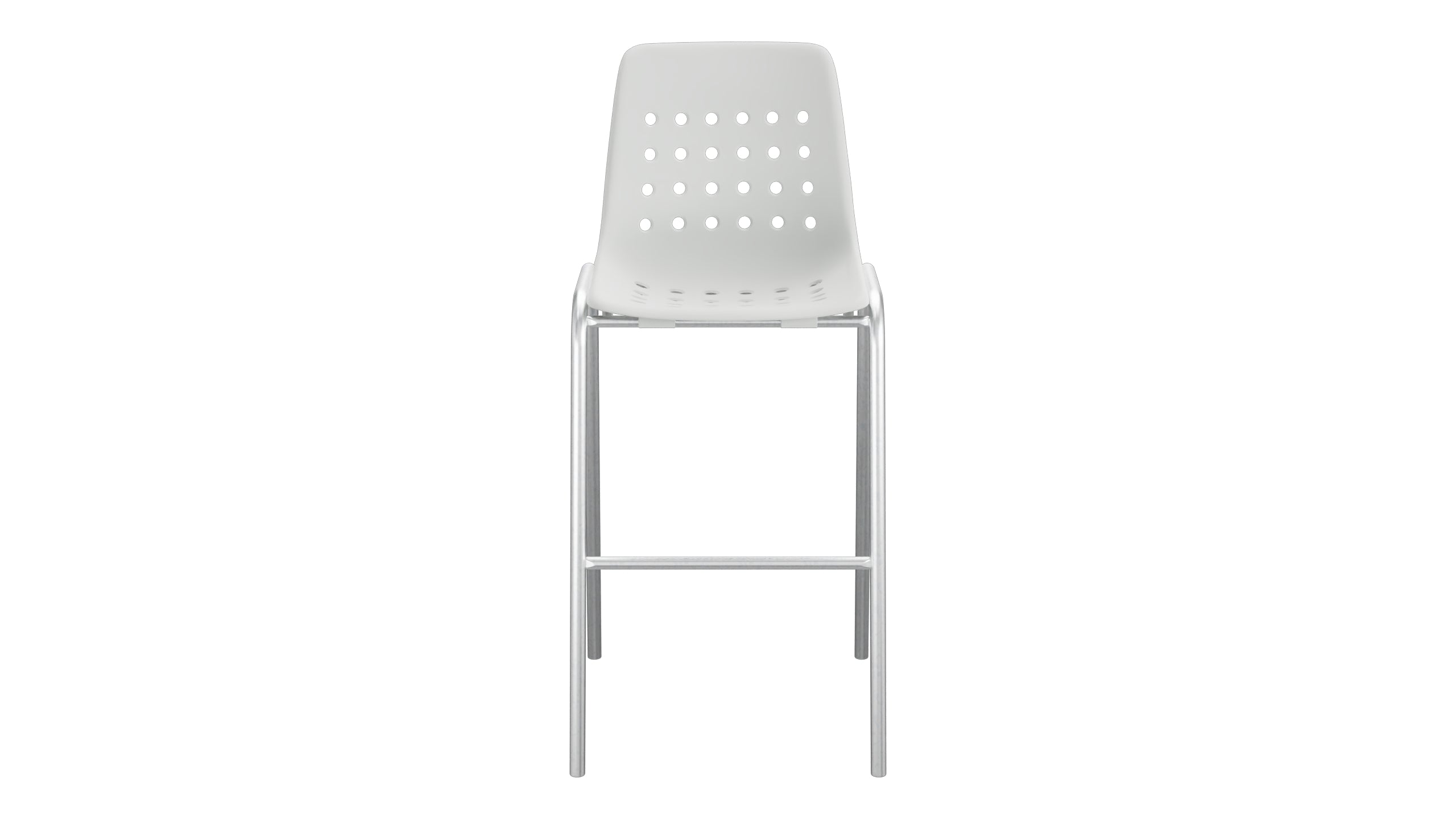 Bermuda Schalen-Barstuhl ohne Armlehne in Alusilber präsentiert im Onlineshop von KAQTU Design AG. Outdoor-Barstuhl ist von Schaffner