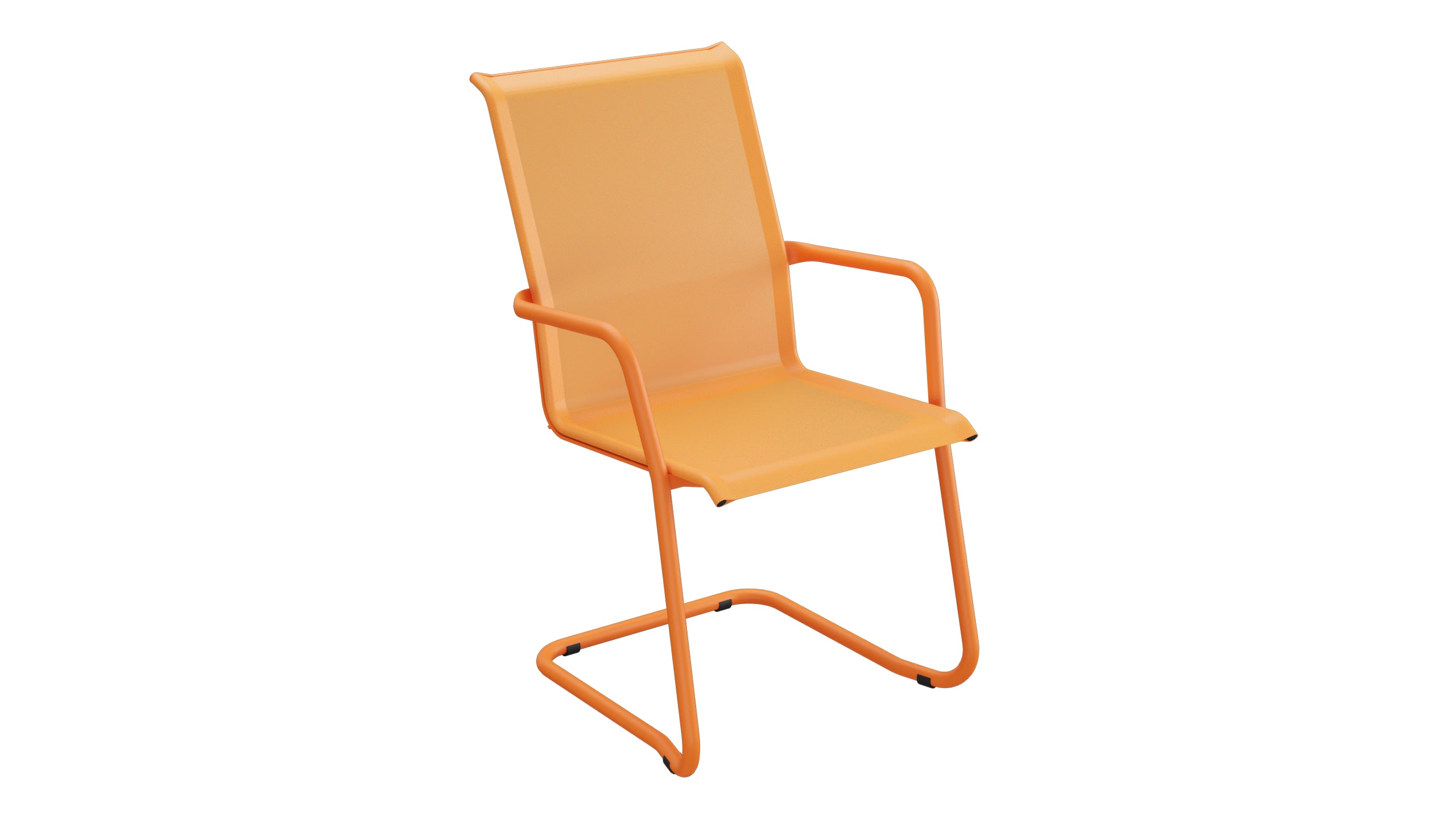 Locarno Textil-Gartenstuhl mit Armlehne Freischwinger in Orange präsentiert im Onlineshop von KAQTU Design AG. Gartenstuhl mit Armlehnen ist von Schaffner