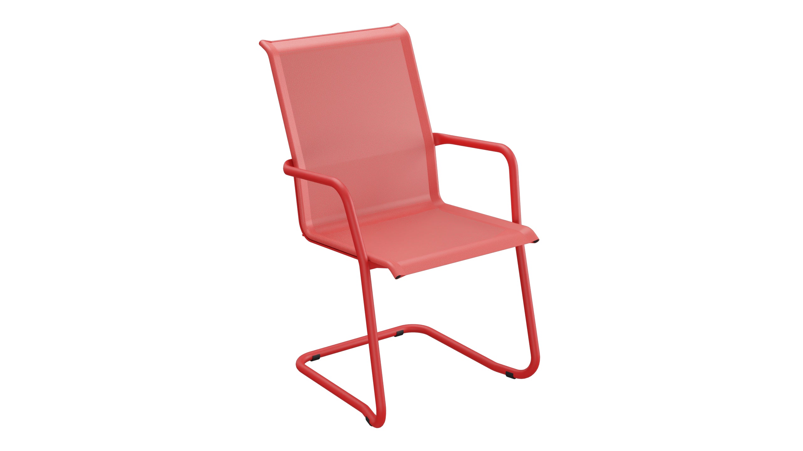 Locarno Textil-Gartenstuhl mit Armlehne Freischwinger in Rot präsentiert im Onlineshop von KAQTU Design AG. Gartenstuhl mit Armlehnen ist von Schaffner