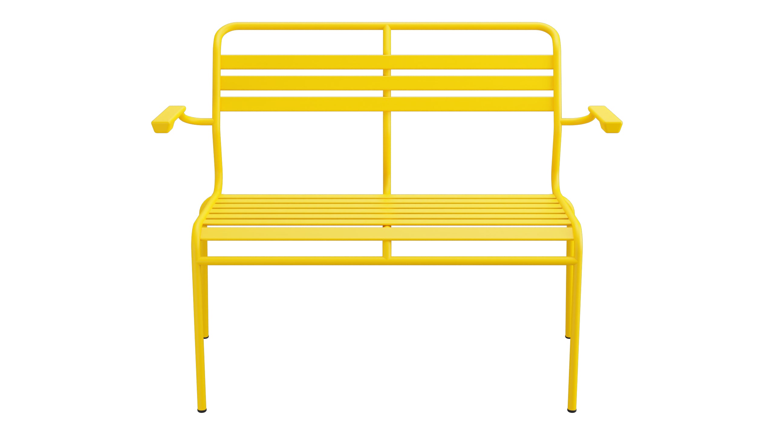 Säntis Lättli-2er Gartenbank mit Armlehne in Gelb präsentiert im Onlineshop von KAQTU Design AG. Gartenbank ist von Schaffner