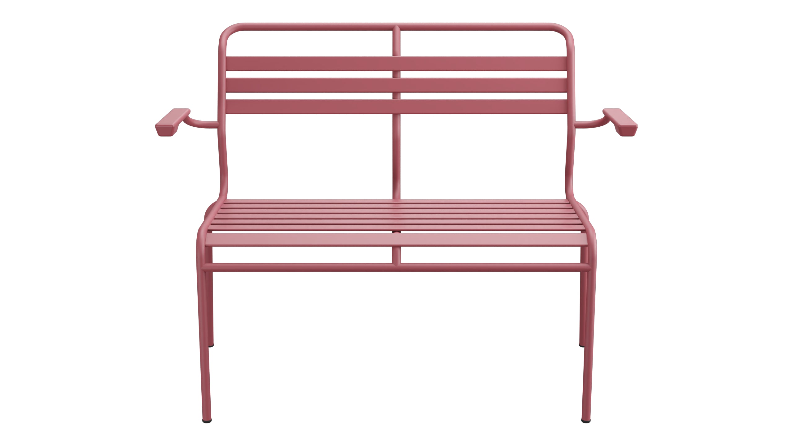 Säntis Lättli-2er Gartenbank mit Armlehne in Bordeaux präsentiert im Onlineshop von KAQTU Design AG. Gartenbank ist von Schaffner