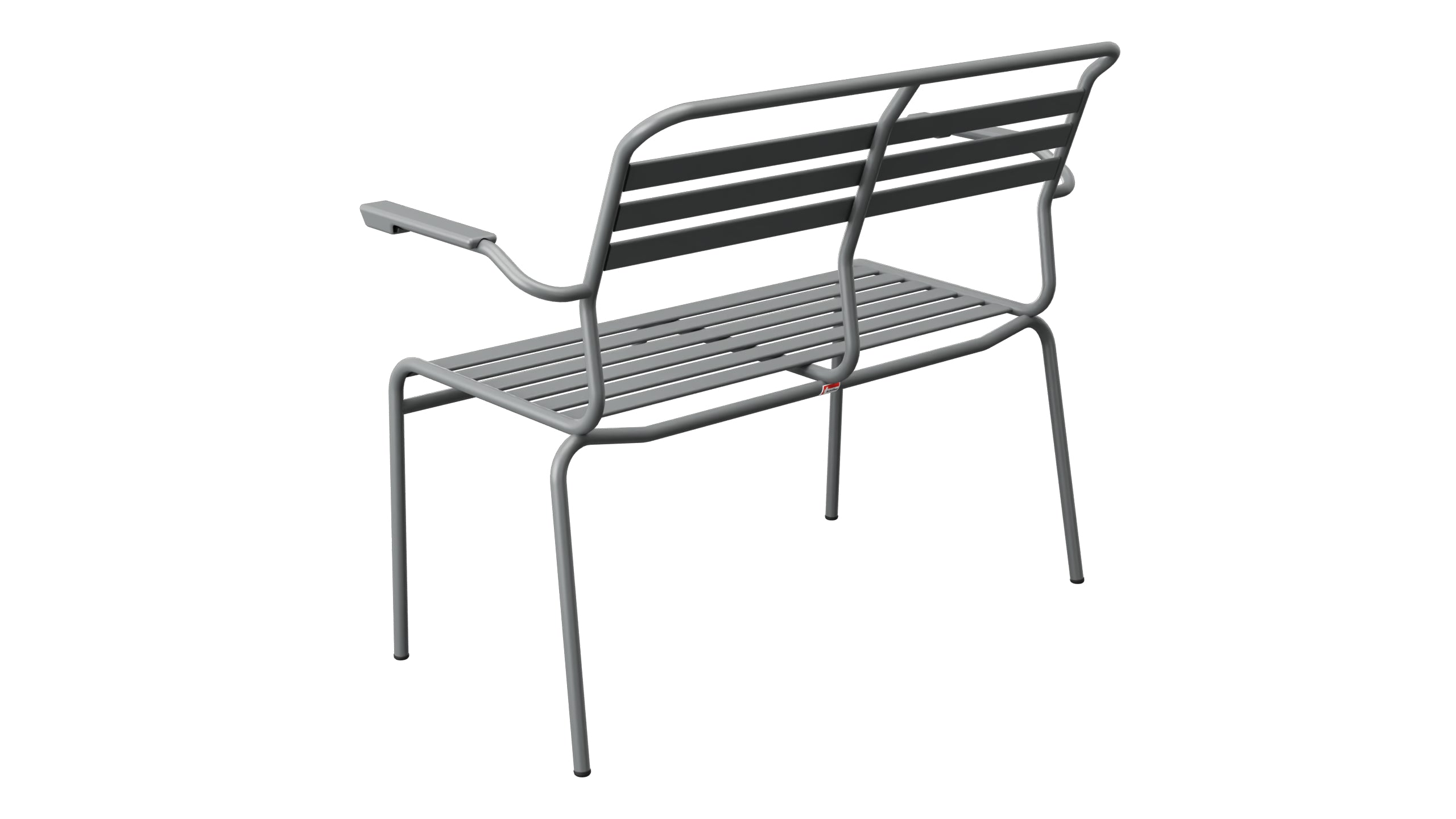 Säntis Lättli-2er Gartenbank mit Armlehne in Graphit präsentiert im Onlineshop von KAQTU Design AG. Gartenbank ist von Schaffner