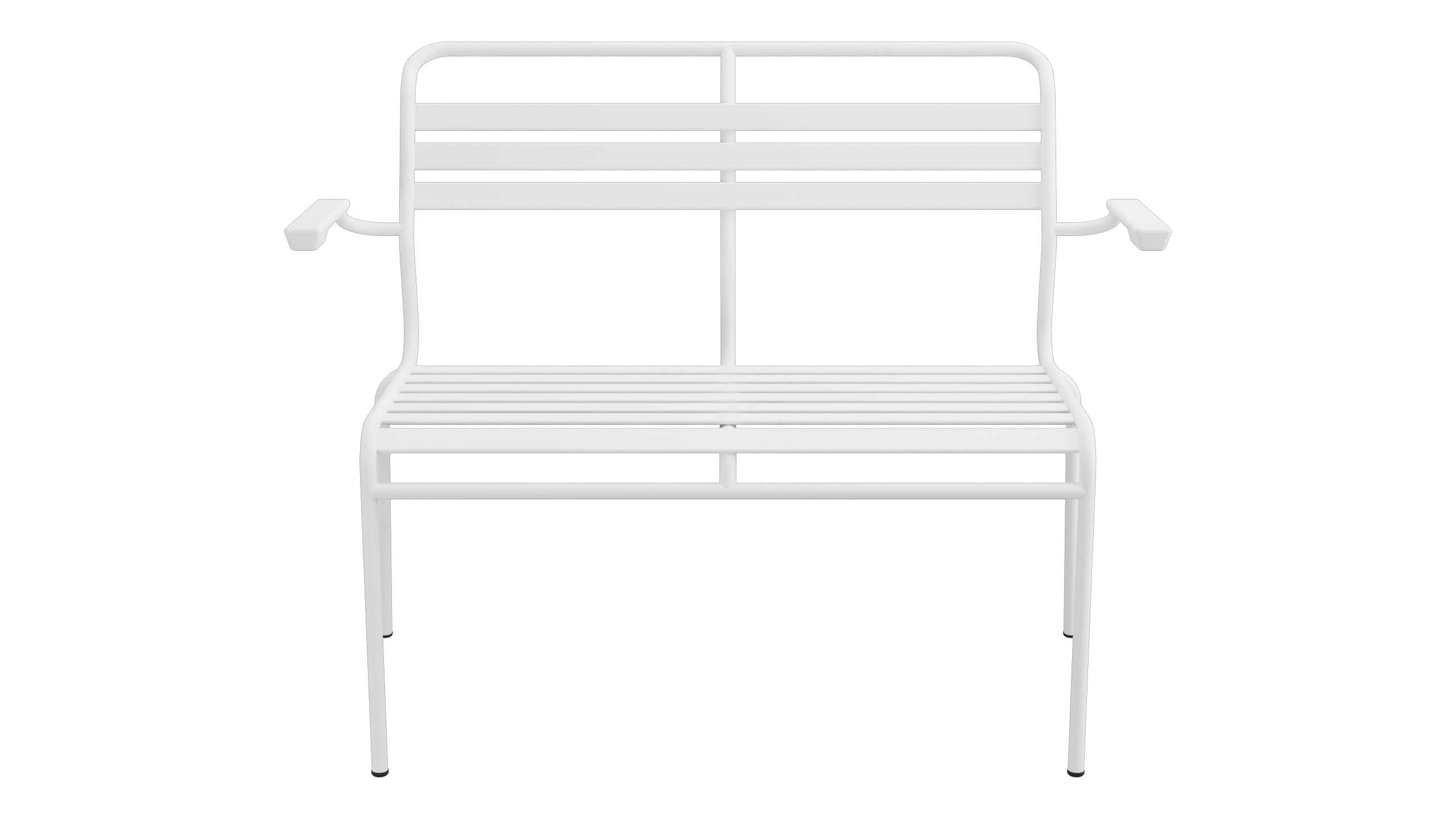 Säntis Lättli-2er Gartenbank mit Armlehne in Weiss präsentiert im Onlineshop von KAQTU Design AG. Gartenbank ist von Schaffner