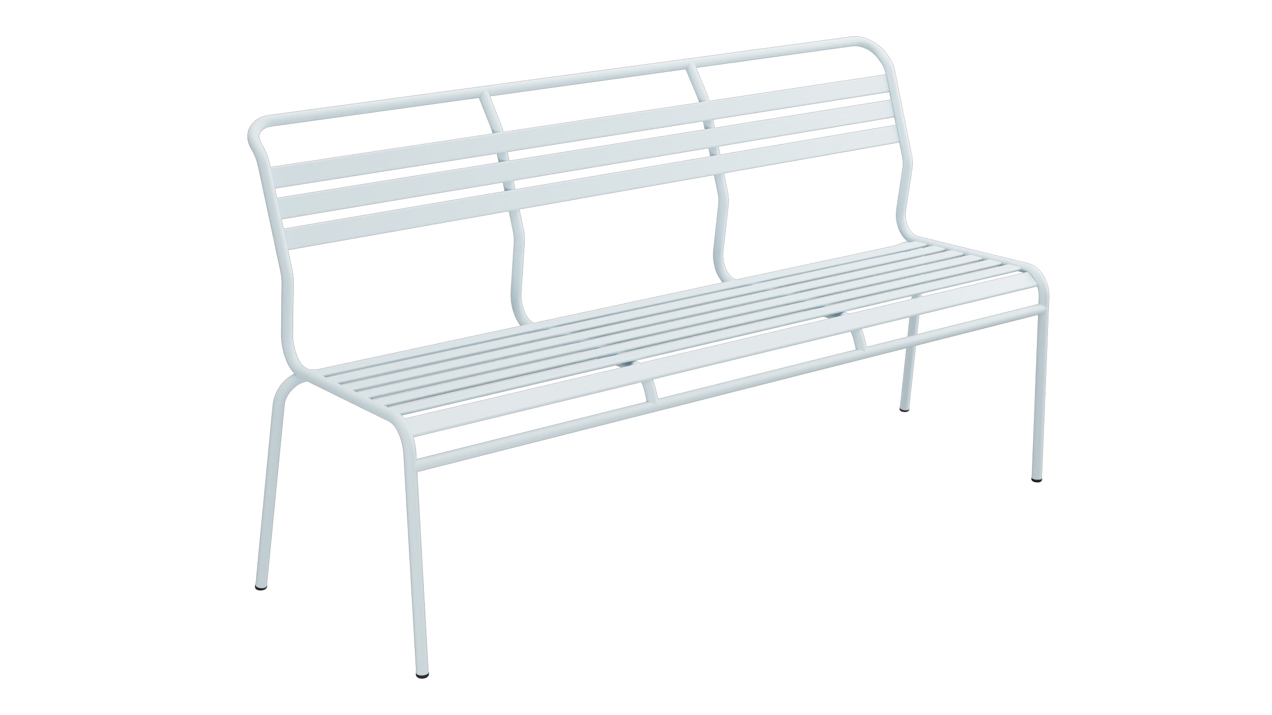 Säntis Lättli-3er Gartenbank ohne Armlehne in Pastellblau präsentiert im Onlineshop von KAQTU Design AG. Gartenbank ist von Schaffner