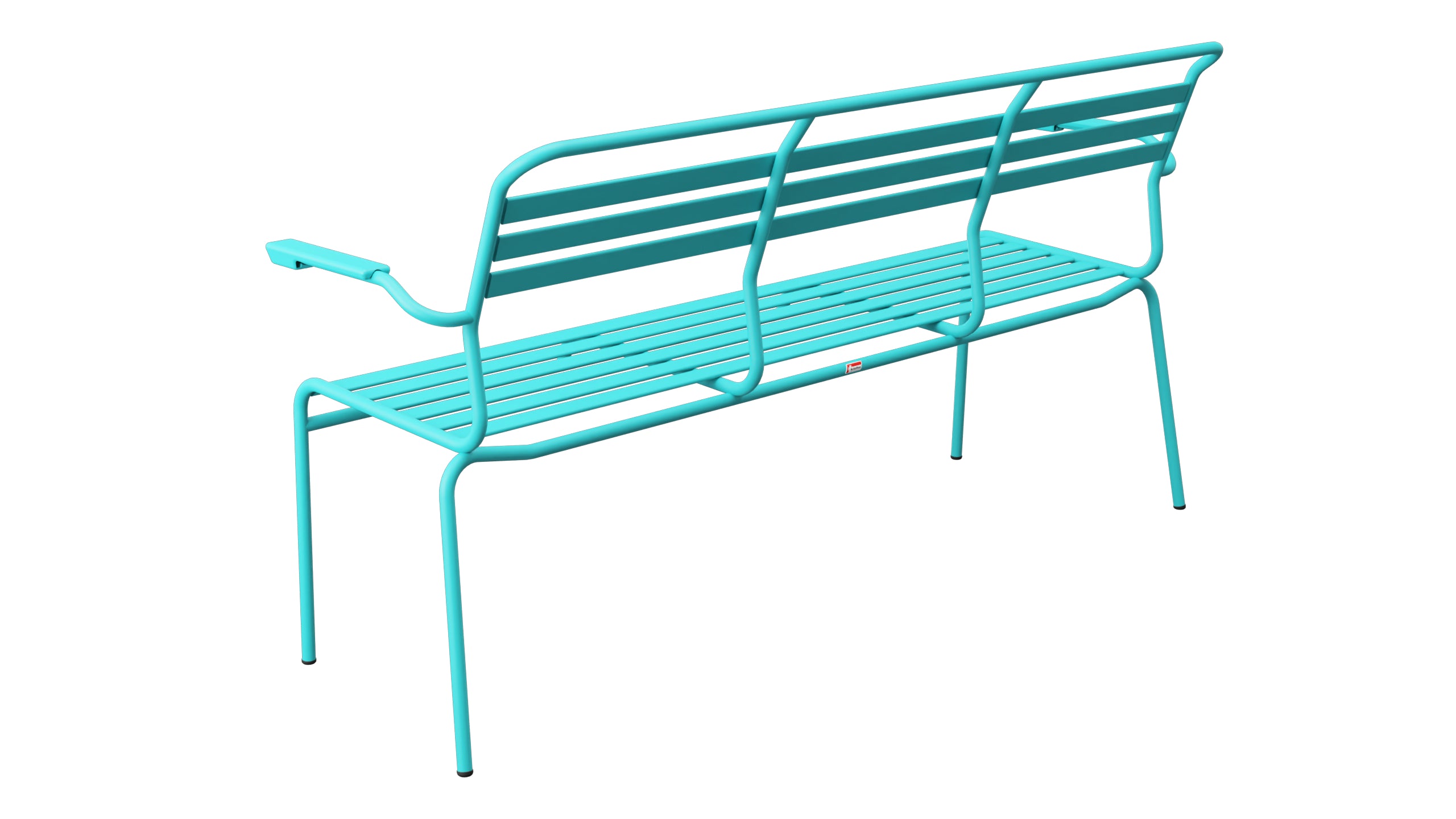 Säntis Lättli-3er Gartenbank mit Armlehne in Türkis präsentiert im Onlineshop von KAQTU Design AG. Gartenbank ist von Schaffner