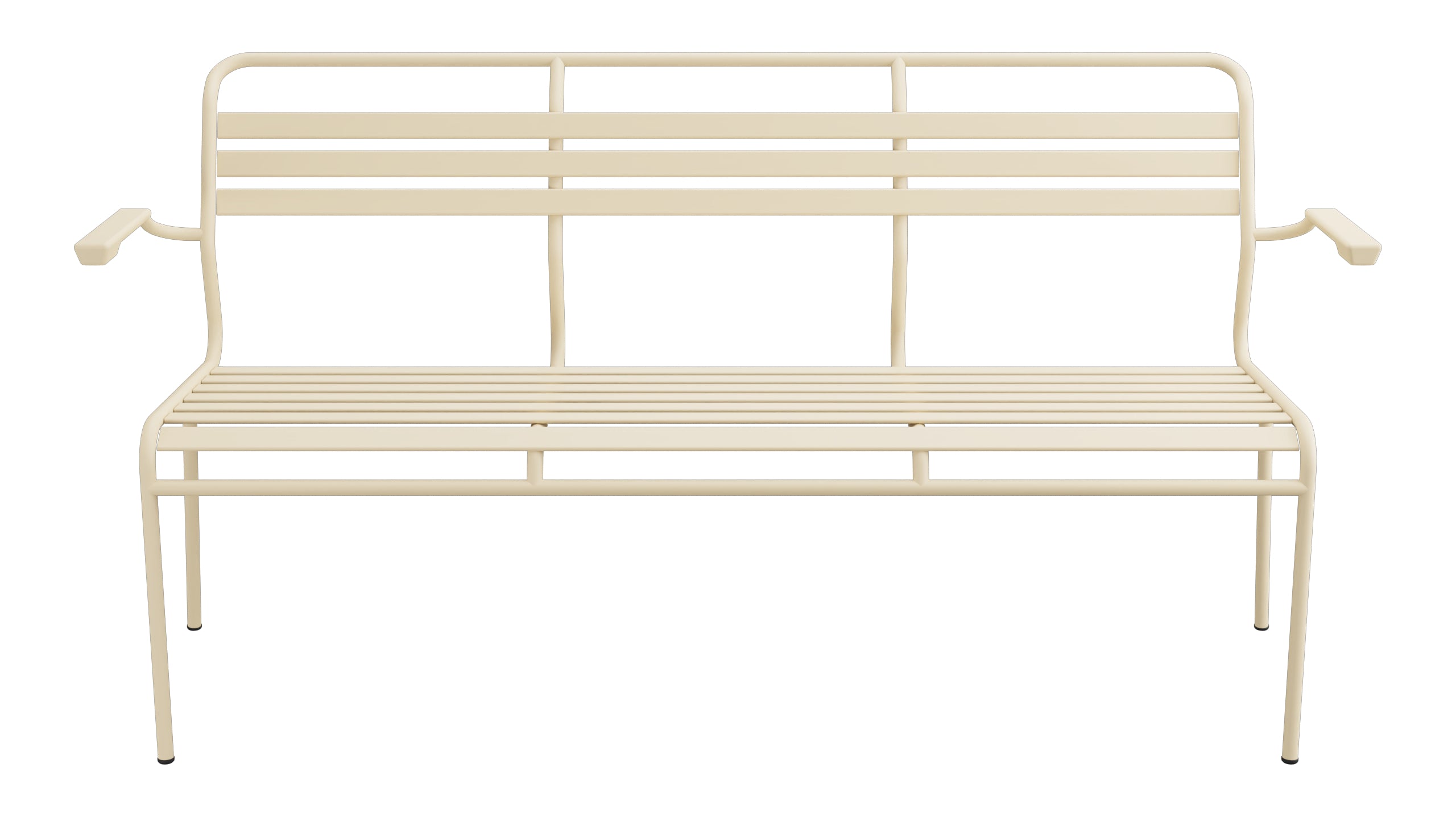 Säntis Lättli-3er Gartenbank mit Armlehne in Pastellbraun präsentiert im Onlineshop von KAQTU Design AG. Gartenbank ist von Schaffner