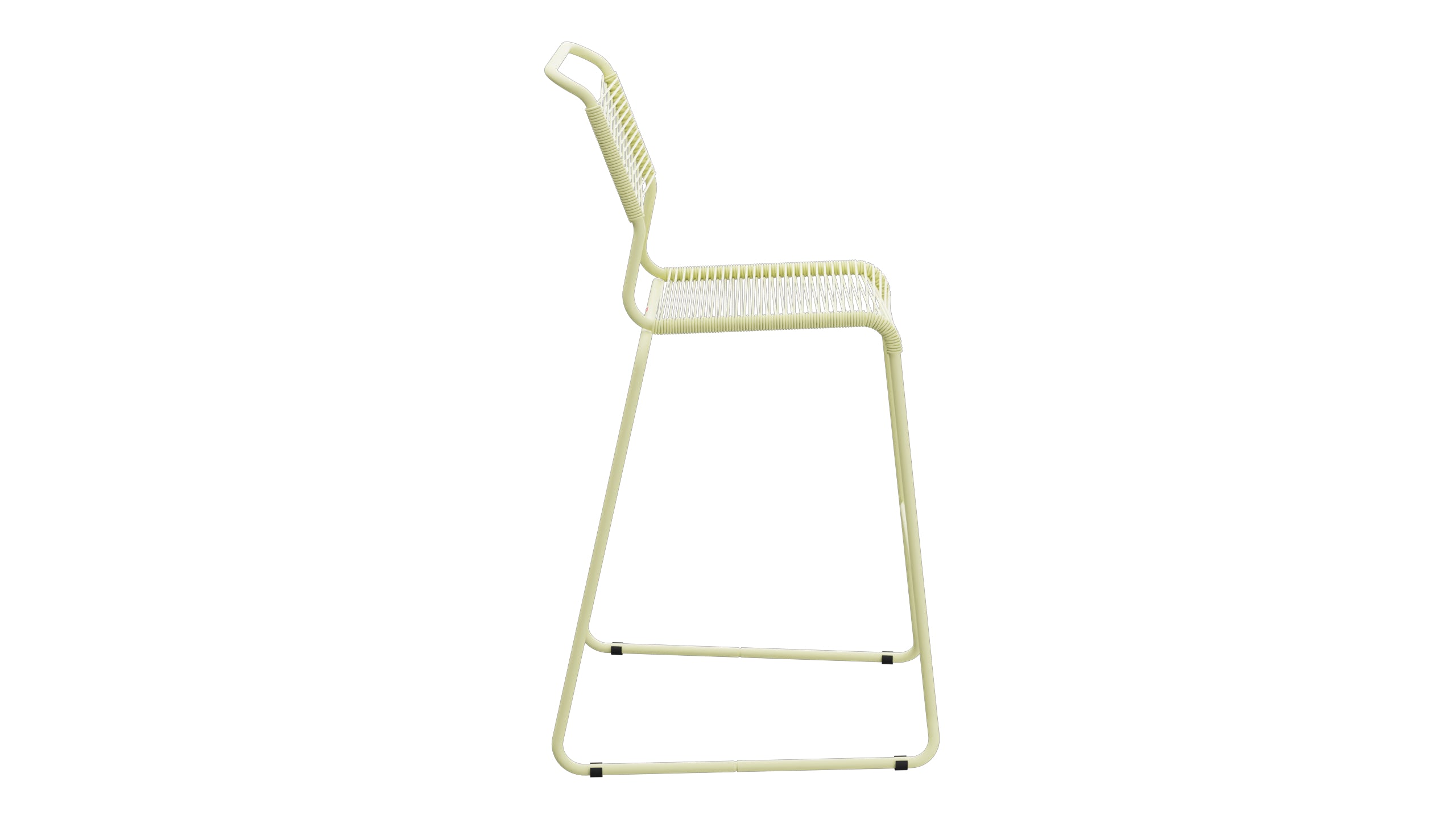 Säntis Spaghetti-Barstuhl Outdoor ohne Armlehne Kufen in Buchsbaumgelb präsentiert im Onlineshop von KAQTU Design AG. Outdoor-Barstuhl ist von Schaffner